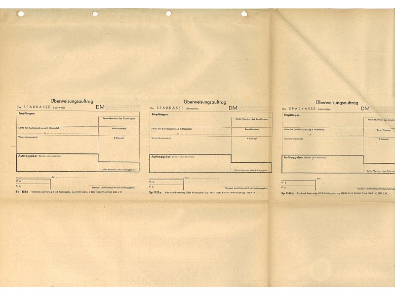 Druckmuster Überweisungen; Foto, 1955 (www.industriesalon.de CC BY-SA)
