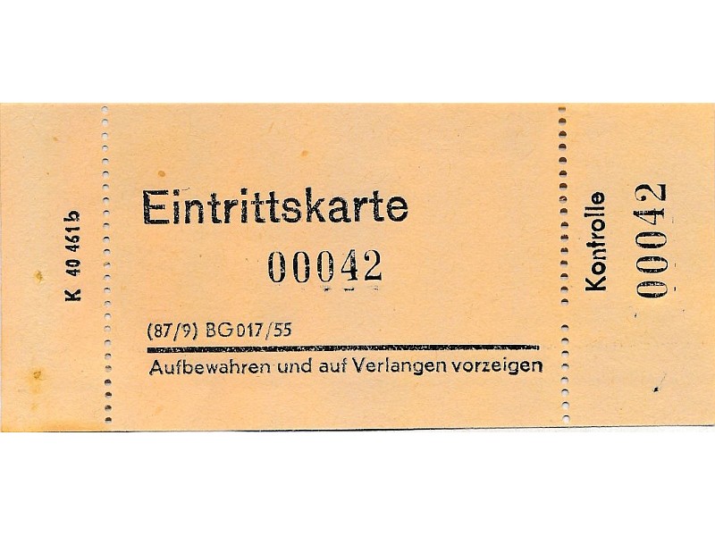 Druckmuster Eintrittskarten ; Foto, 1956 (www.industriesalon.de CC BY-SA)