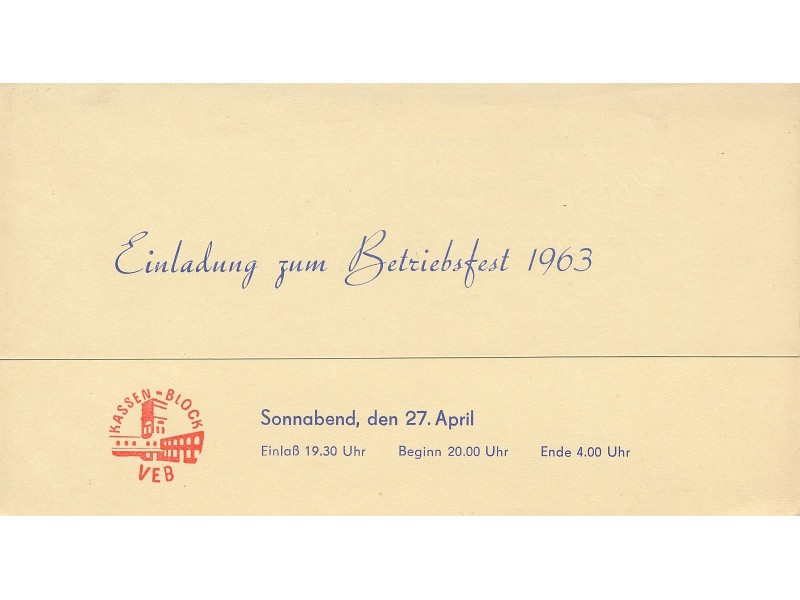 Einladung Betriebsfest 1963; Foto, 1963 (www.industriesalon.de CC BY-SA)