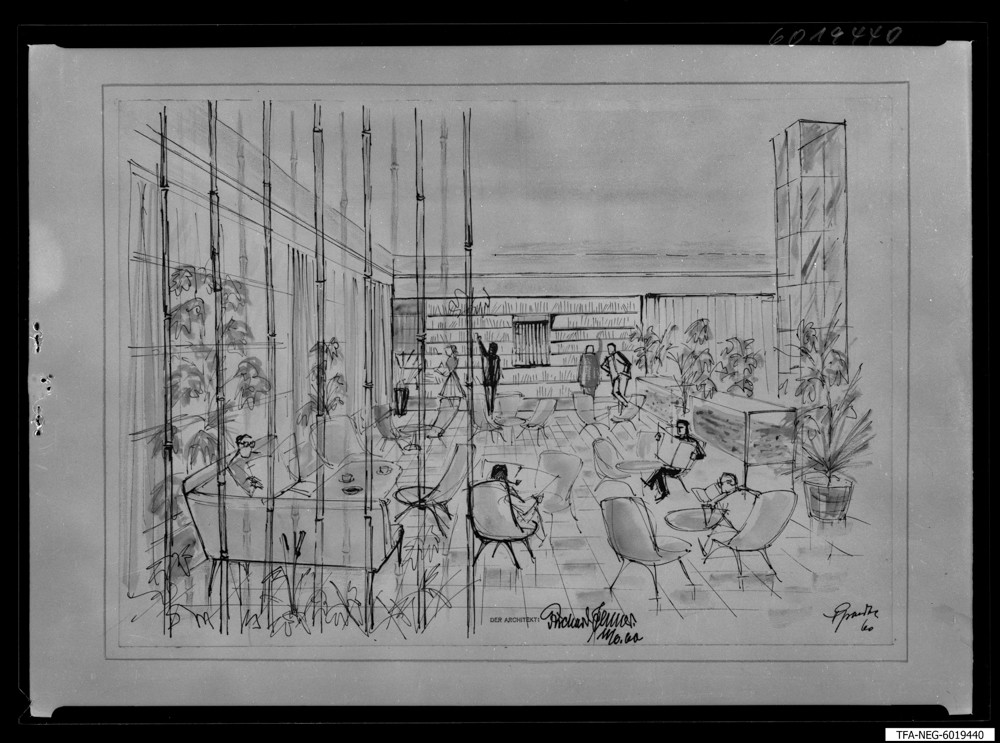 Findbucheintrag: Kulturhaus , Zeichnung gesellschaftliches Leben 3; Foto, 5. August 1960 (www.industriesalon.de CC BY-NC-SA)