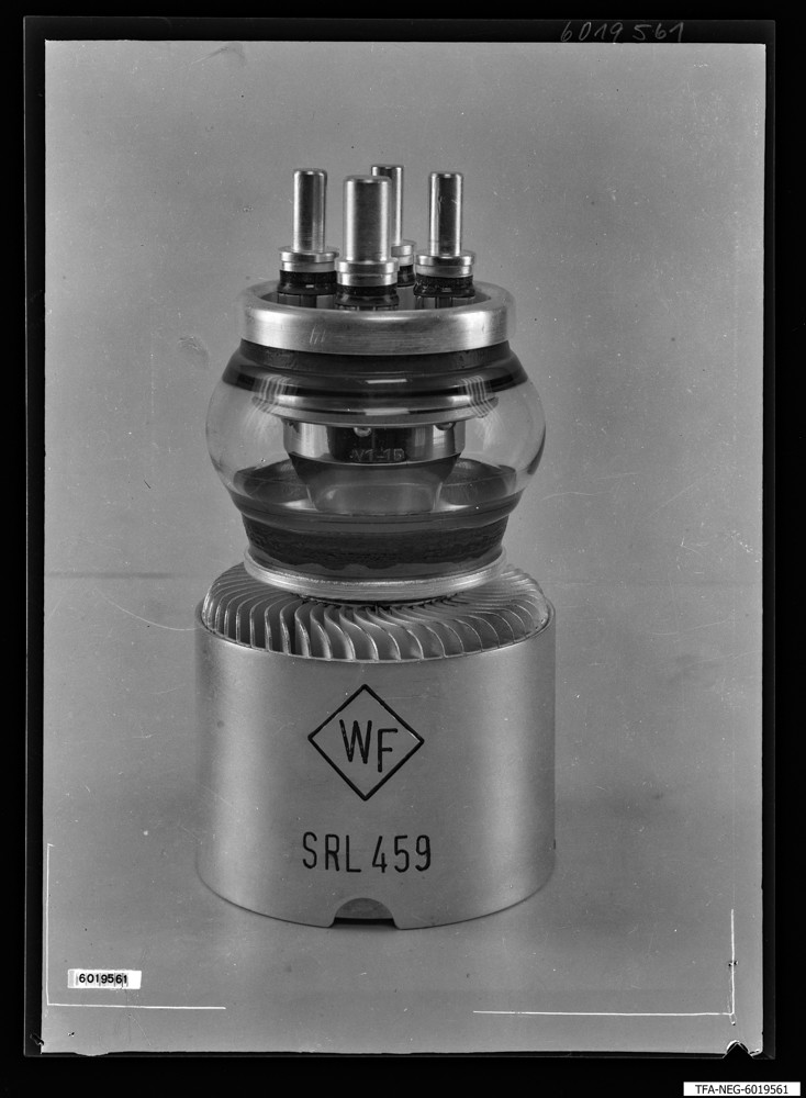 Findbucheintrag: Senderöhre SRL 459 "WF"; Foto, 13. Oktober 1960 (www.industriesalon.de CC BY-SA)