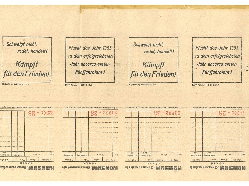 Kassendurchschreibeblöcke Druckmuster; Foto, 1955 (www.industriesalon.de CC BY-SA)