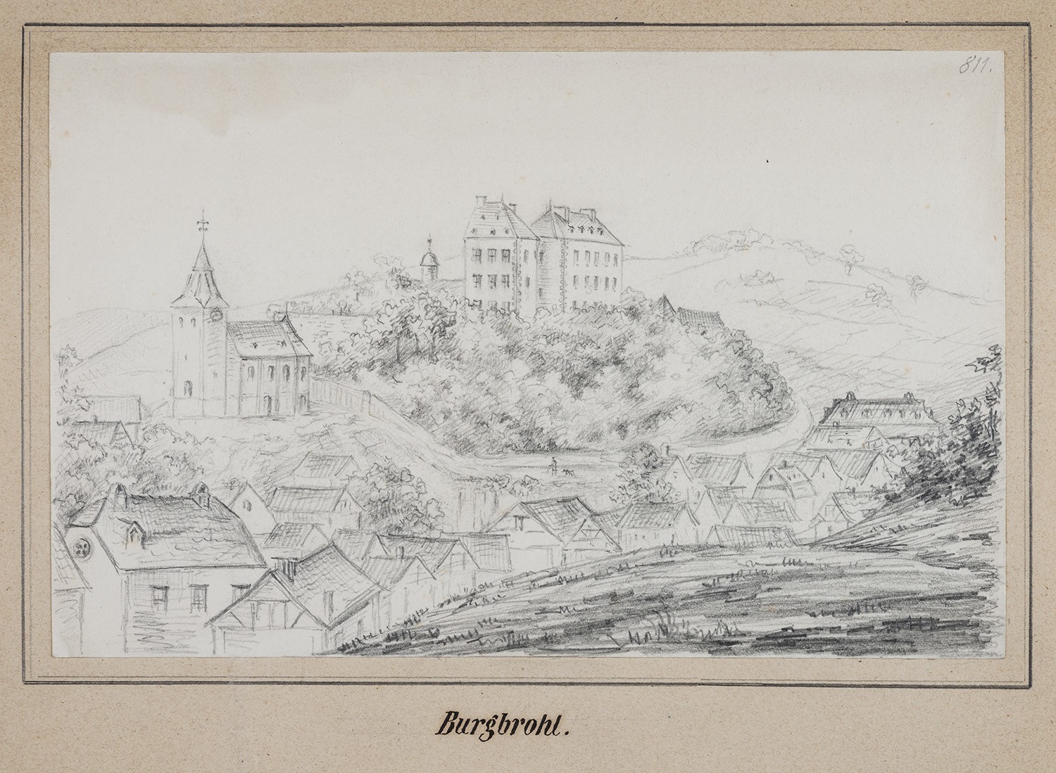 Burgbrohl (Rheinland-Pfalz): Schloss und Kirche (Landesgeschichtliche Vereinigung für die Mark Brandenburg e.V., Archiv CC BY)