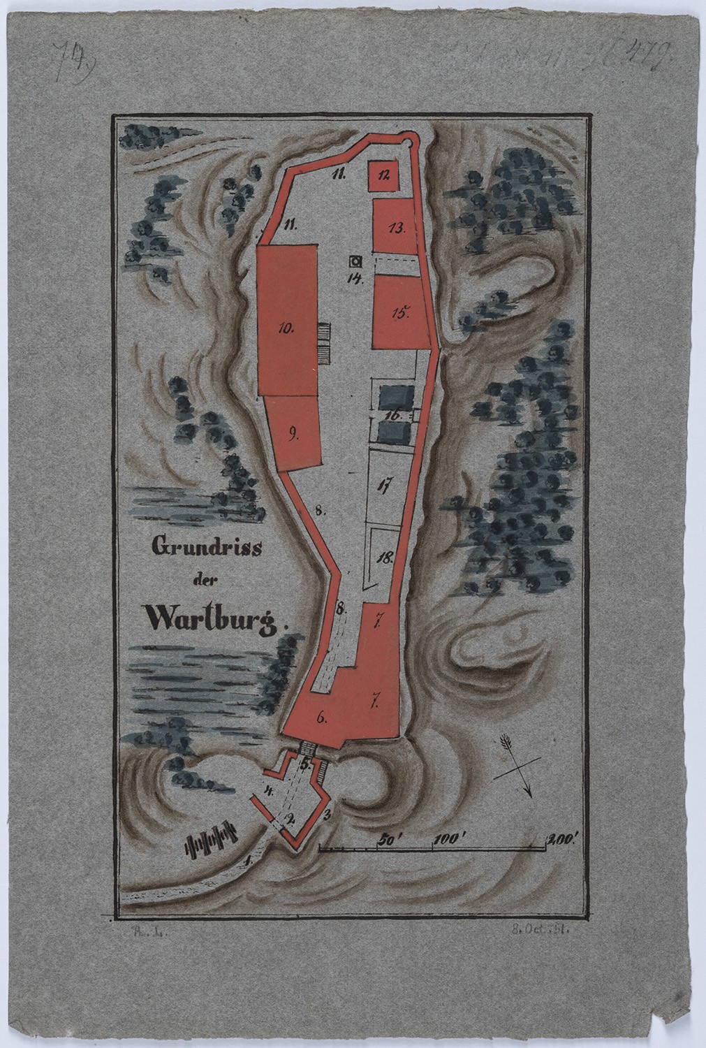 Eisenach (Thüringen): Wartburg, Lageplan (Landesgeschichtliche Vereinigung für die Mark Brandenburg e.V., Archiv CC BY)