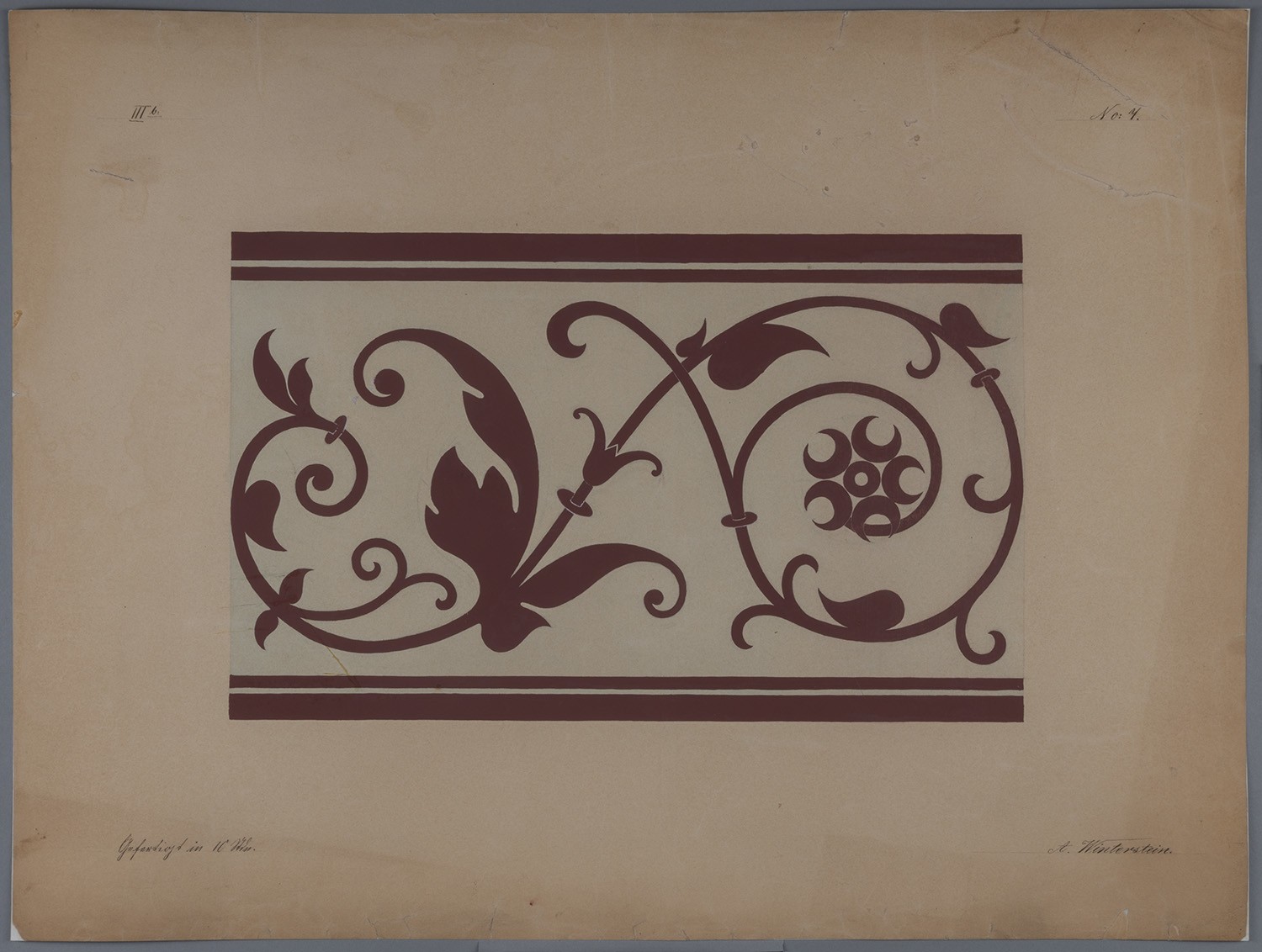 Fries-Entwurf mit stilisierter Weinranke (Landesgeschichtliche Vereinigung für die Mark Brandenburg e.V., Archiv CC BY)