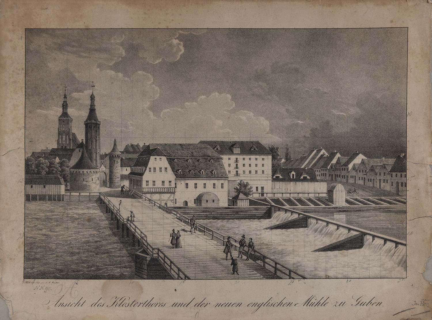 Guben: Stadtmühle mit dem Klostertor von Westen (Landesgeschichtliche Vereinigung für die Mark Brandenburg e.V., Archiv CC BY)