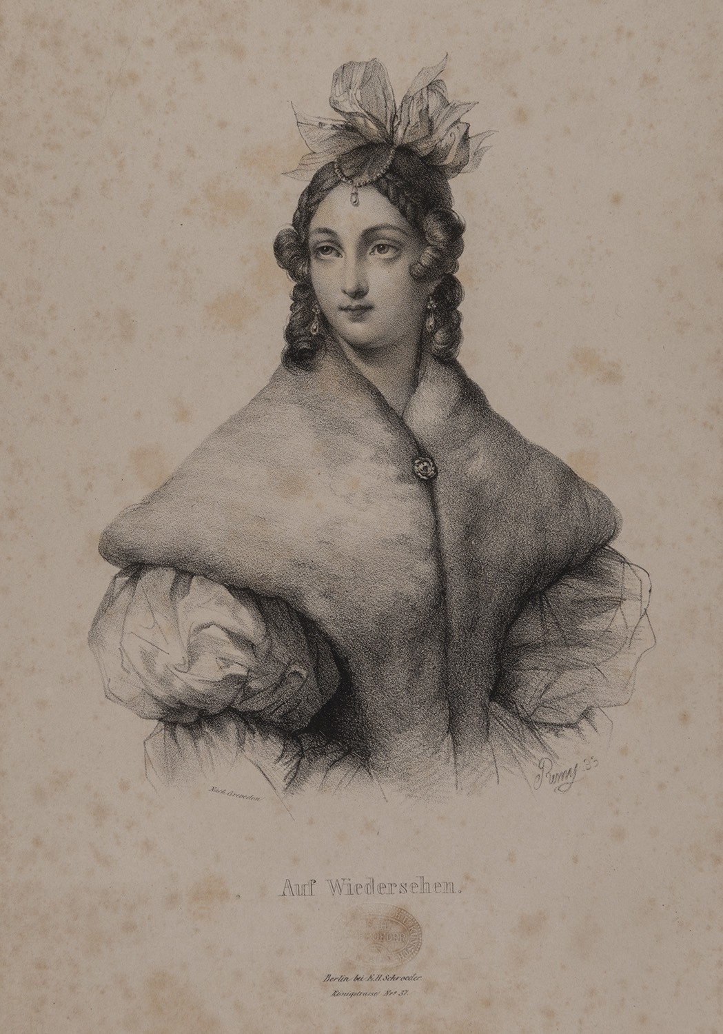 Hüftbild einer Dame als Abschiedsblatt (Landesgeschichtliche Vereinigung für die Mark Brandenburg e.V., Archiv CC BY)