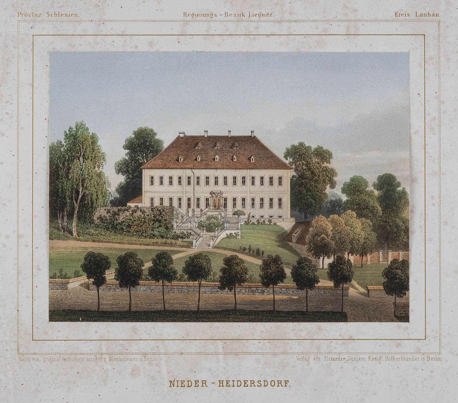 Nieder Heidersdorf (Kr. Lauban, Schlesien): Herrenhaus, Gartenseite (Landesgeschichtliche Vereinigung für die Mark Brandenburg e.V., Archiv CC BY)