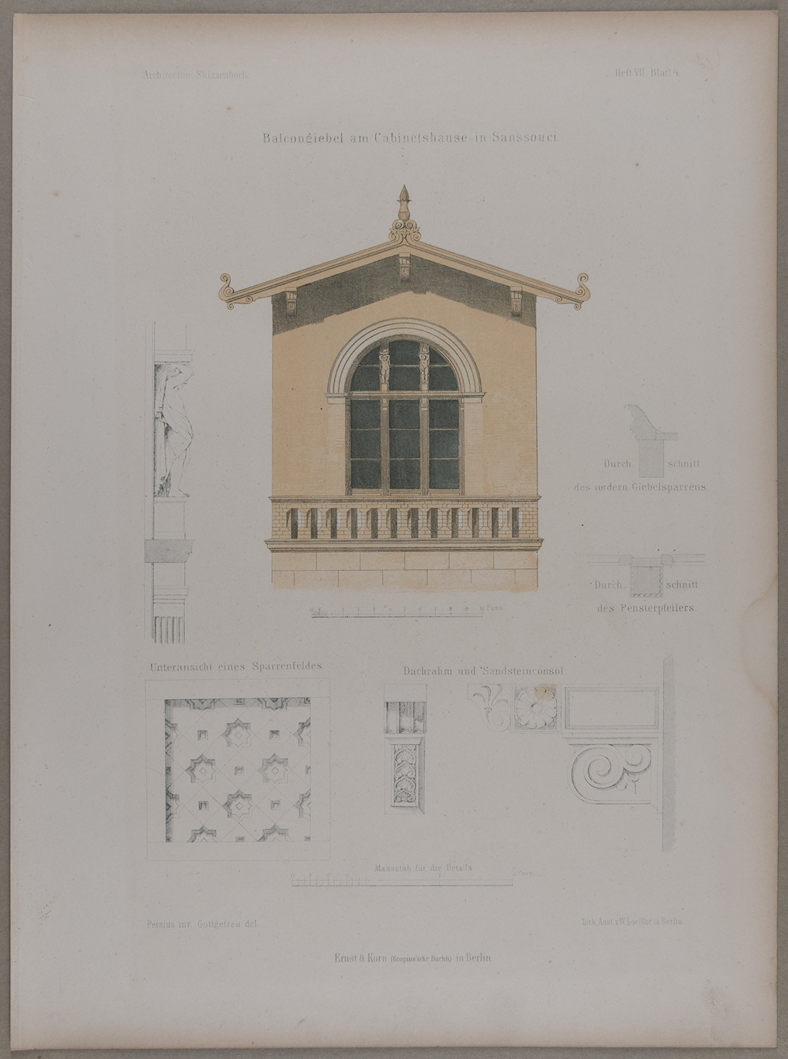 Potsdam-Sanssouci: Giebel der Villa Illaire (Architectonisches Skizzenbuch) (Landesgeschichtliche Vereinigung für die Mark Brandenburg e.V., Archiv CC BY)