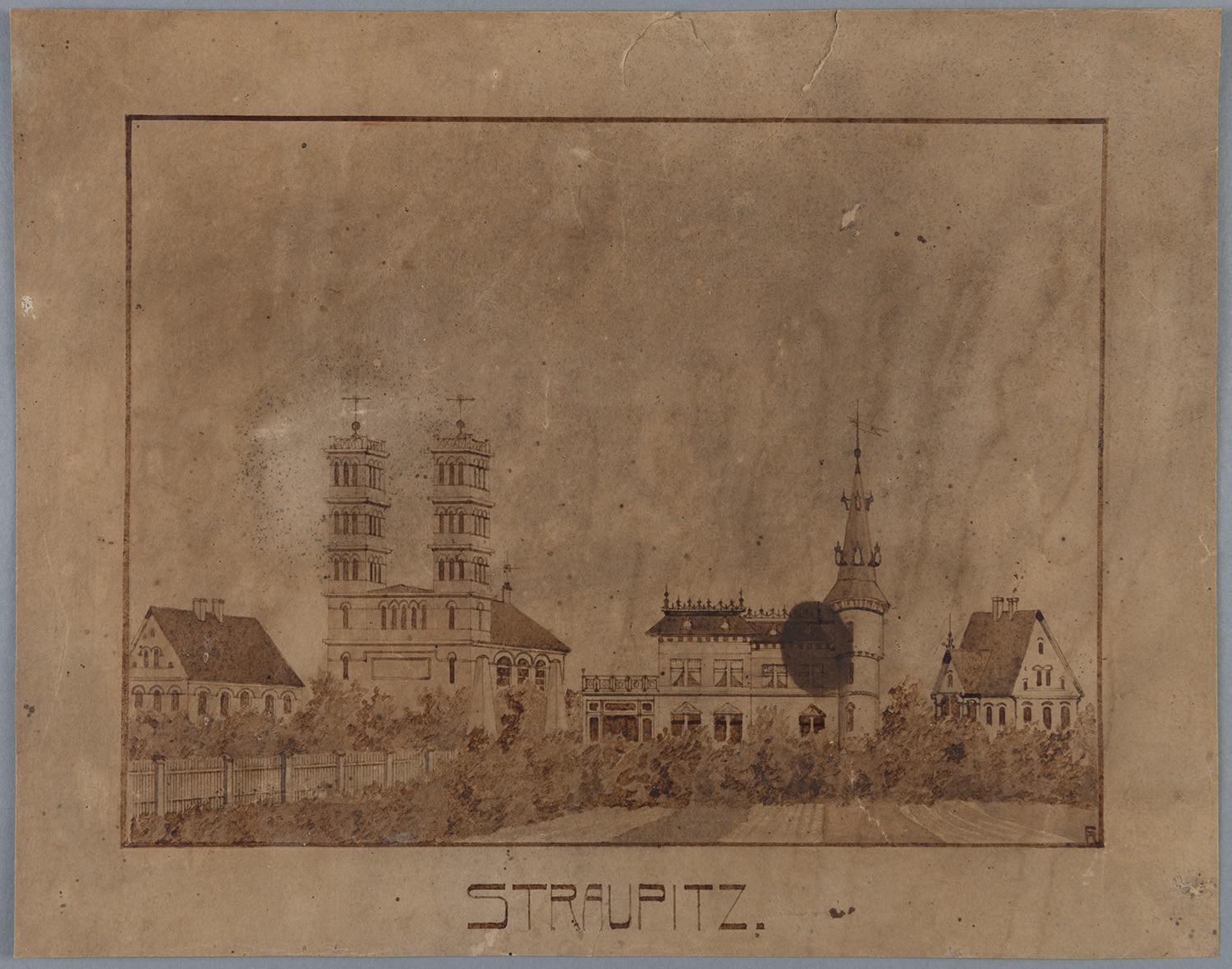 Straupitz (Kr. Lübben): Kirche und Villa (Landesgeschichtliche Vereinigung für die Mark Brandenburg e.V., Archiv CC BY)