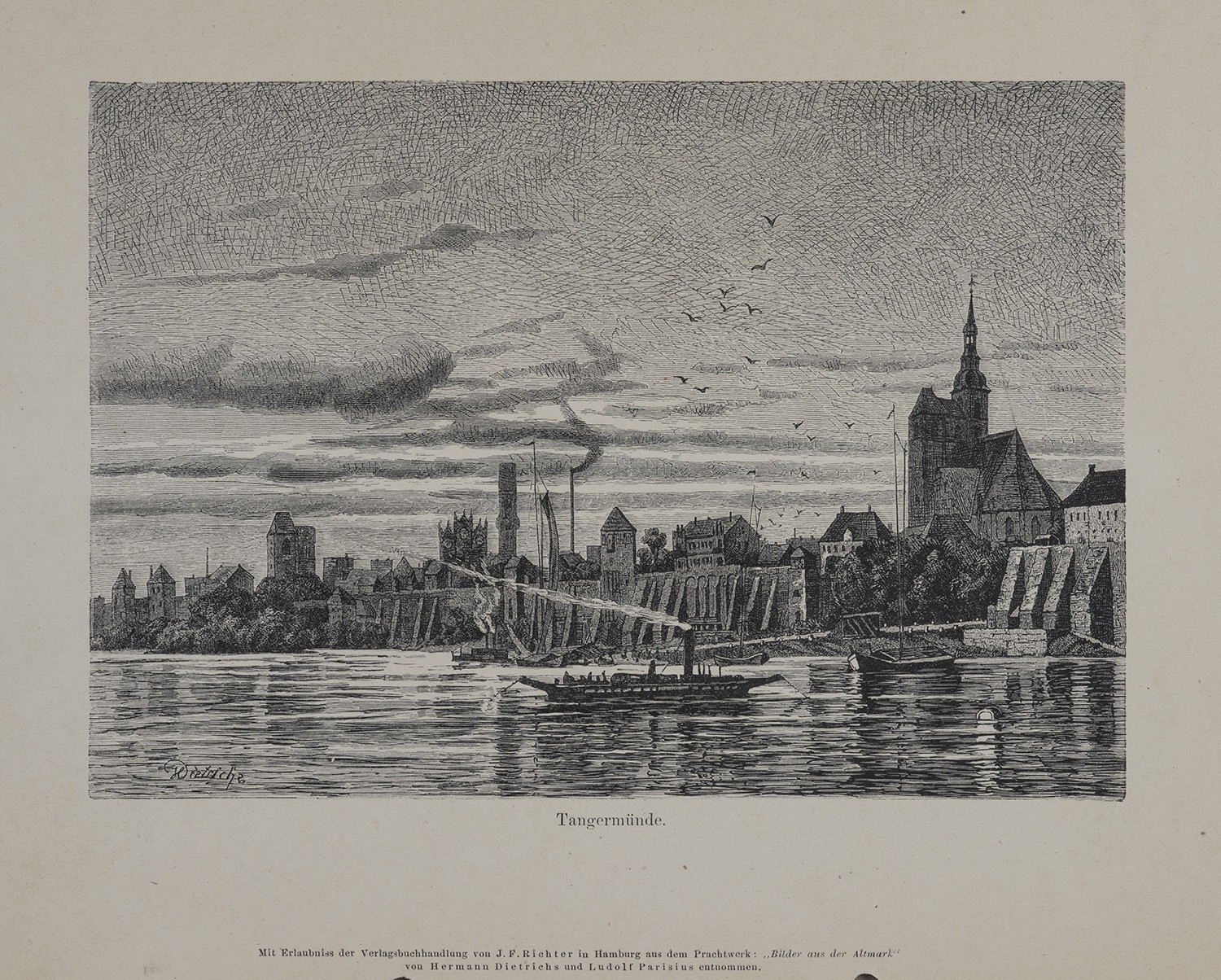 Tangermünde (Kr. Stendal): Ansicht von der Elbe (Landesgeschichtliche Vereinigung für die Mark Brandenburg e.V., Archiv CC BY)