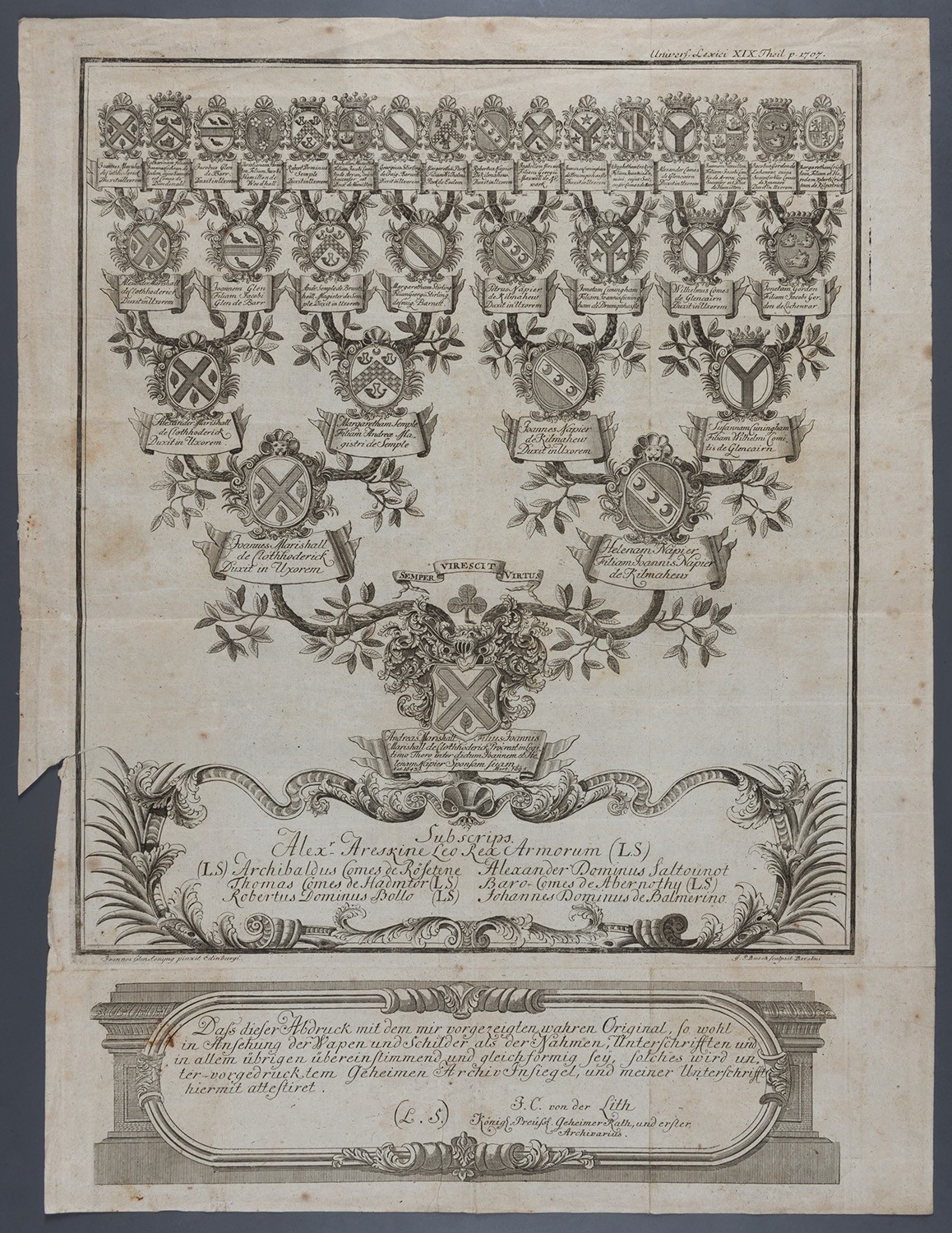 Wappen-Ahnentafel für Andreas Marishall de Clothoderick (1643-1695) (Landesgeschichtliche Vereinigung für die Mark Brandenburg e.V., Archiv CC BY)