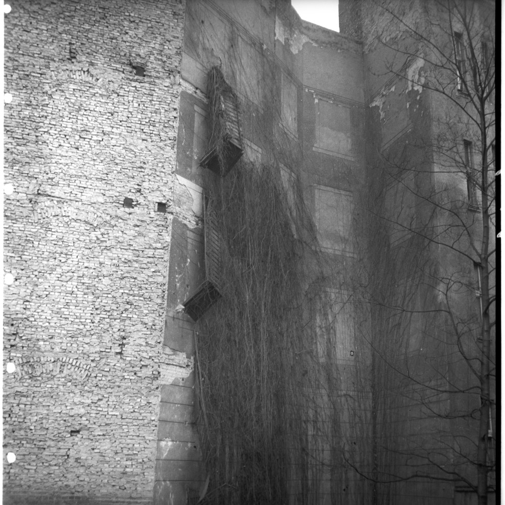 Negativ: Beschädigtes Haus, Grunewaldstraße 20, 1951 (Museen Tempelhof-Schöneberg/Herwarth Staudt CC BY-NC-SA)
