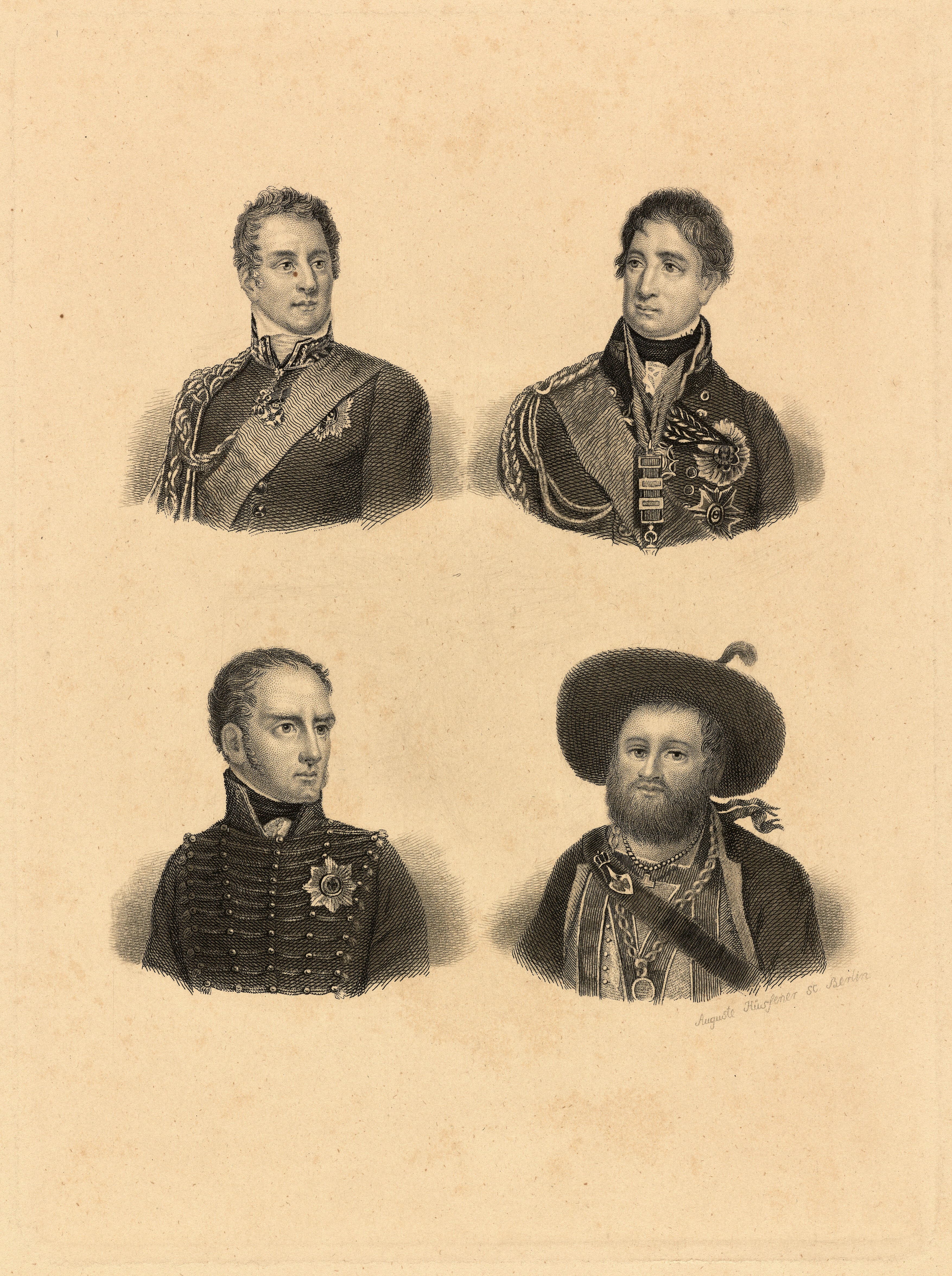 Hüssener, Auguste: Vier Porträts von Befehlshabern und Helden der Napoleonischen Kriege (Stiftung Stadtmuseum Berlin Public Domain Mark)
