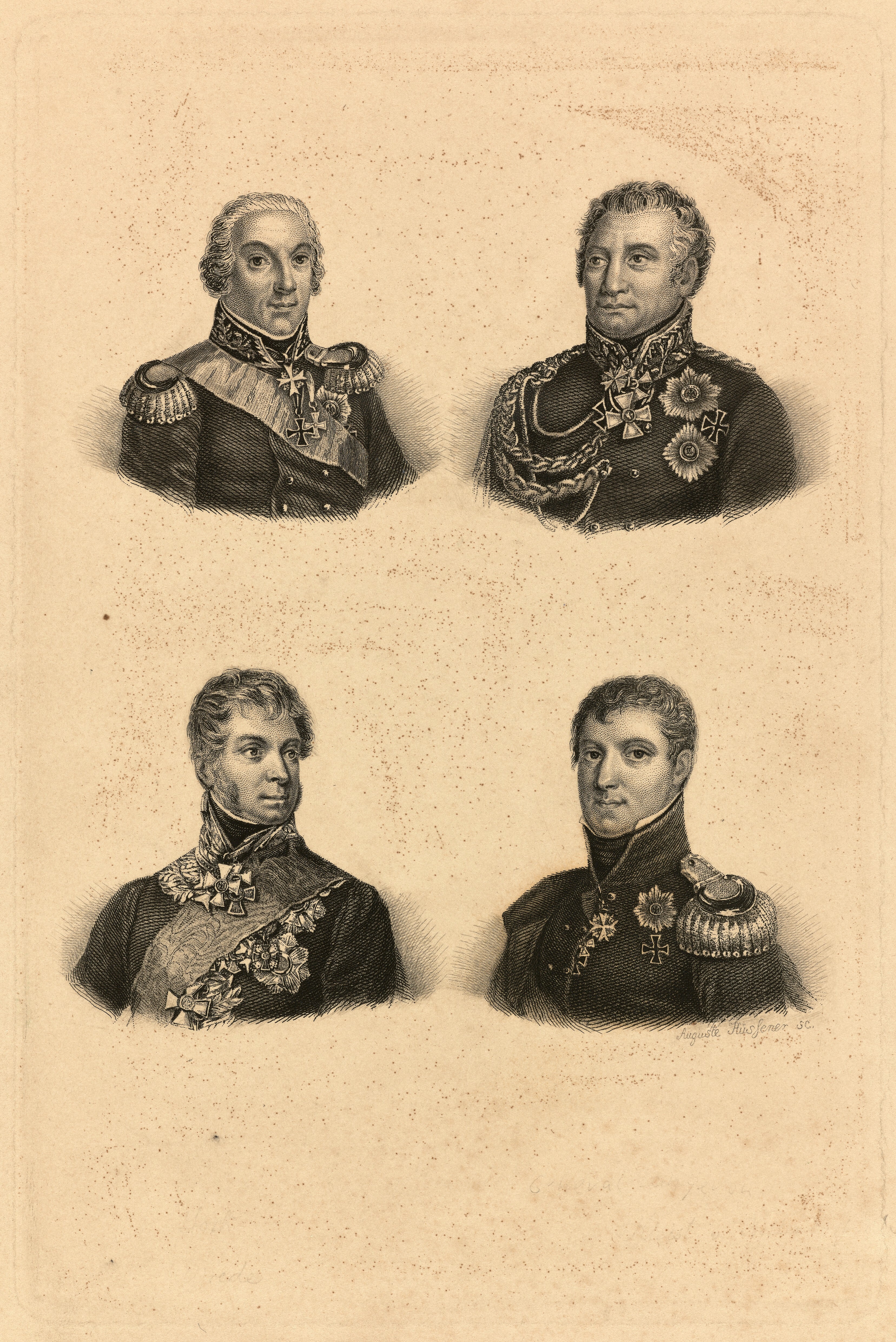 Hüssener, Auguste: Vier Porträts von Befehlshabern der Napoleonischen Kriege (Stiftung Stadtmuseum Berlin Public Domain Mark)