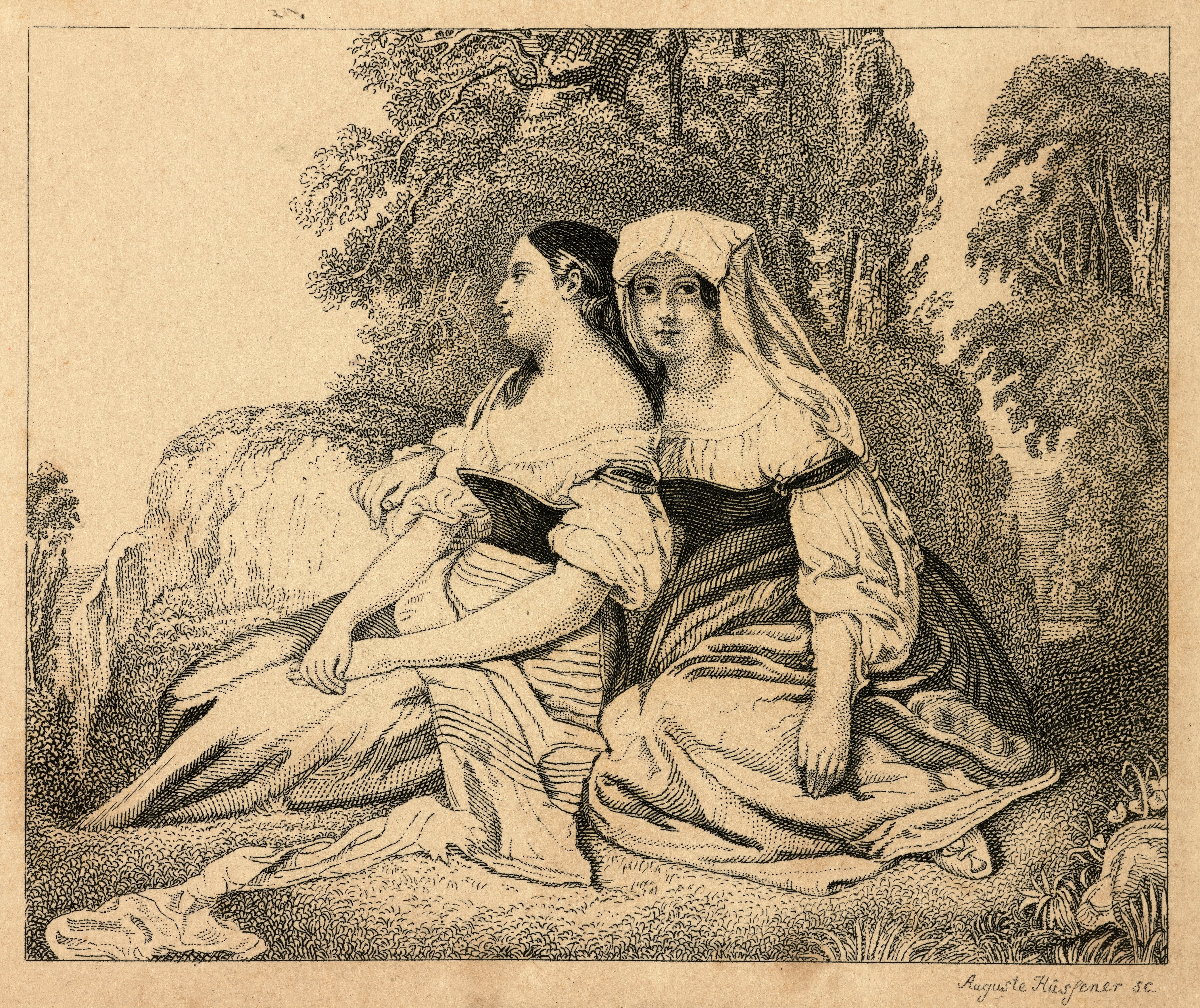 Hüssener, Auguste: Zwei sitzende Italienerinnen (Stiftung Stadtmuseum Berlin Public Domain Mark)