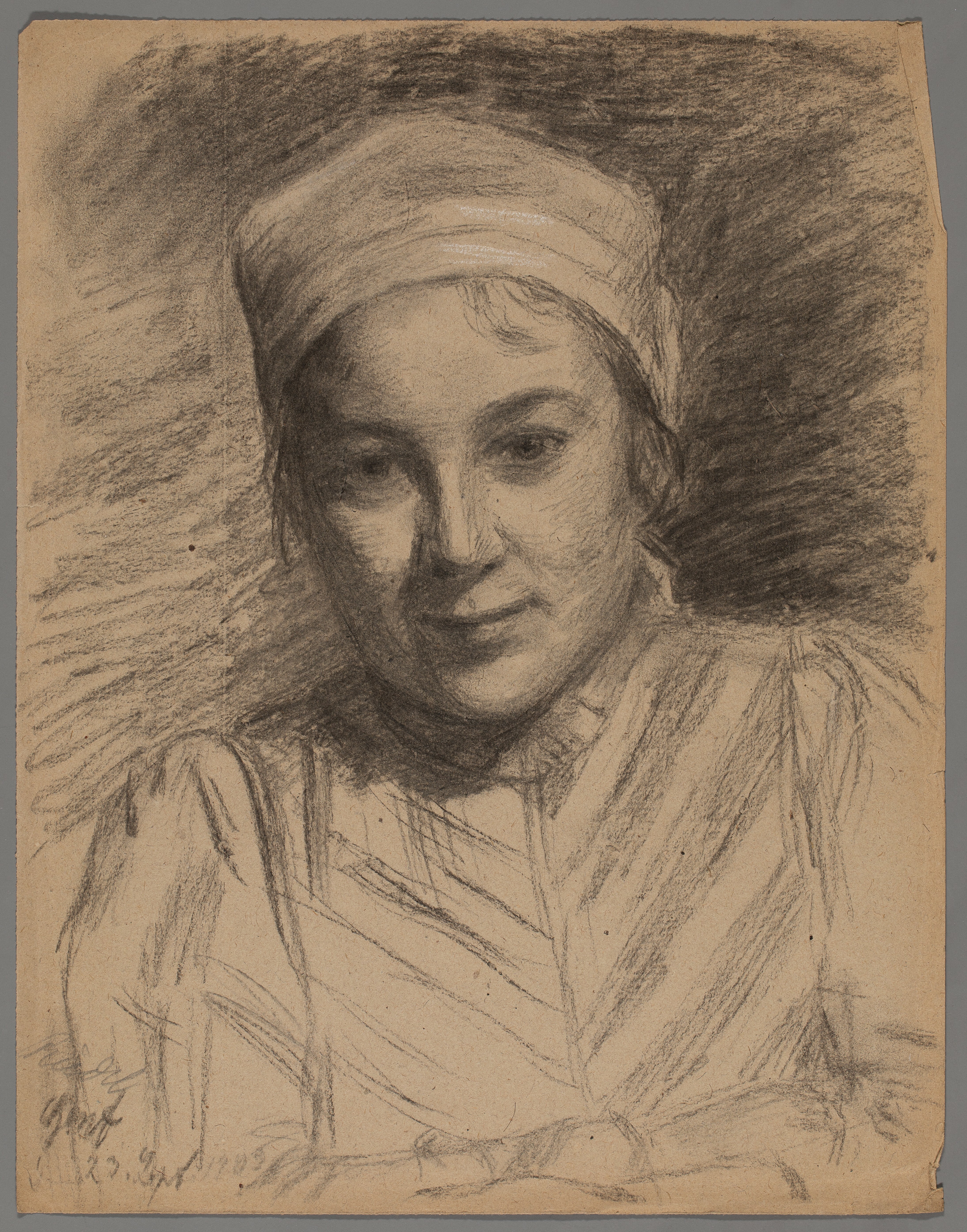 Riedel, Johanna: Porträt einer unbekannten jungen Frau mit Haube en face (Stiftung Stadtmuseum Berlin Public Domain Mark)