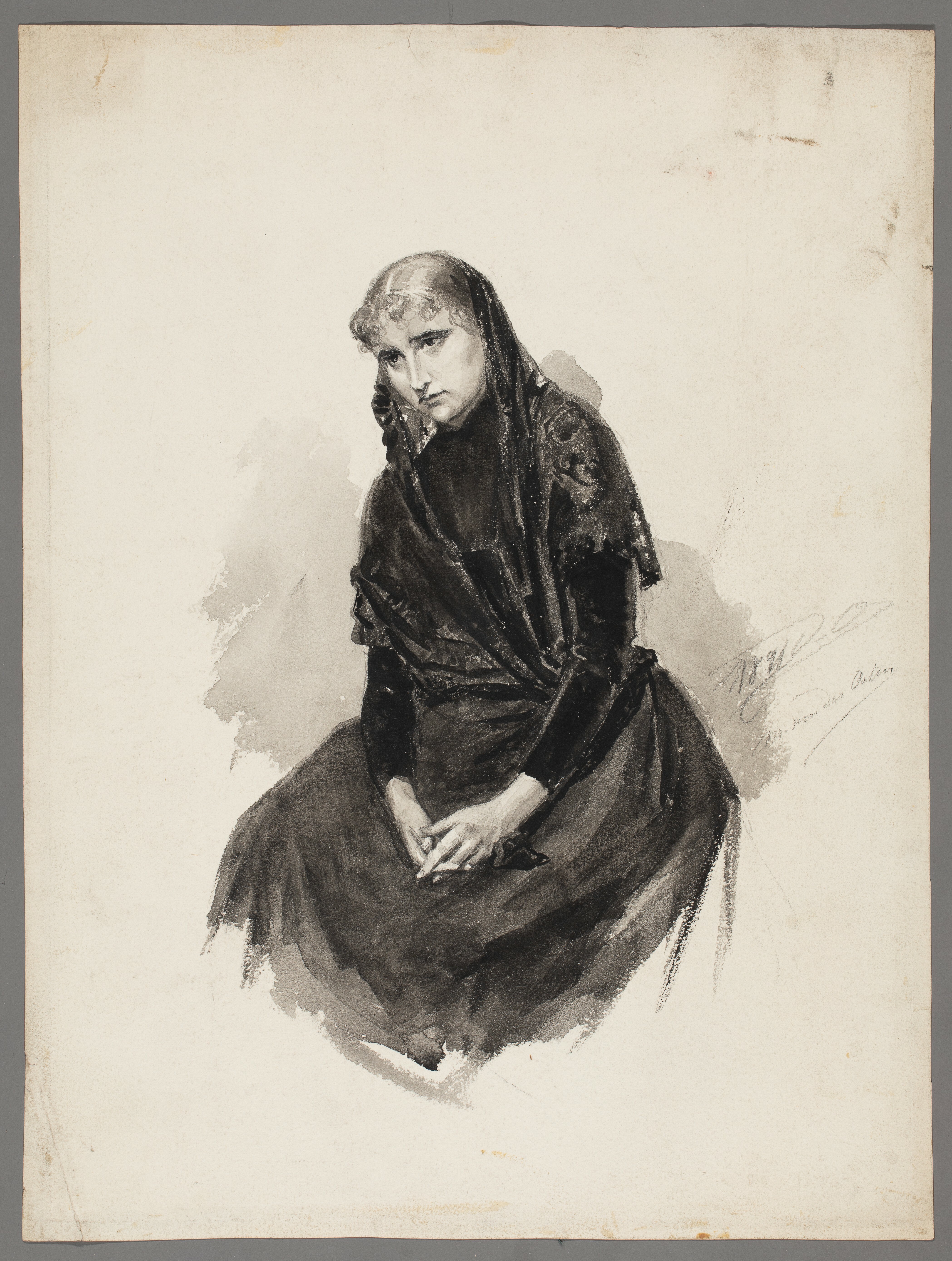 Osten, Marie von der: Porträt einer unbekannten Frau in Trauerkleidung (Stiftung Stadtmuseum Berlin Public Domain Mark)