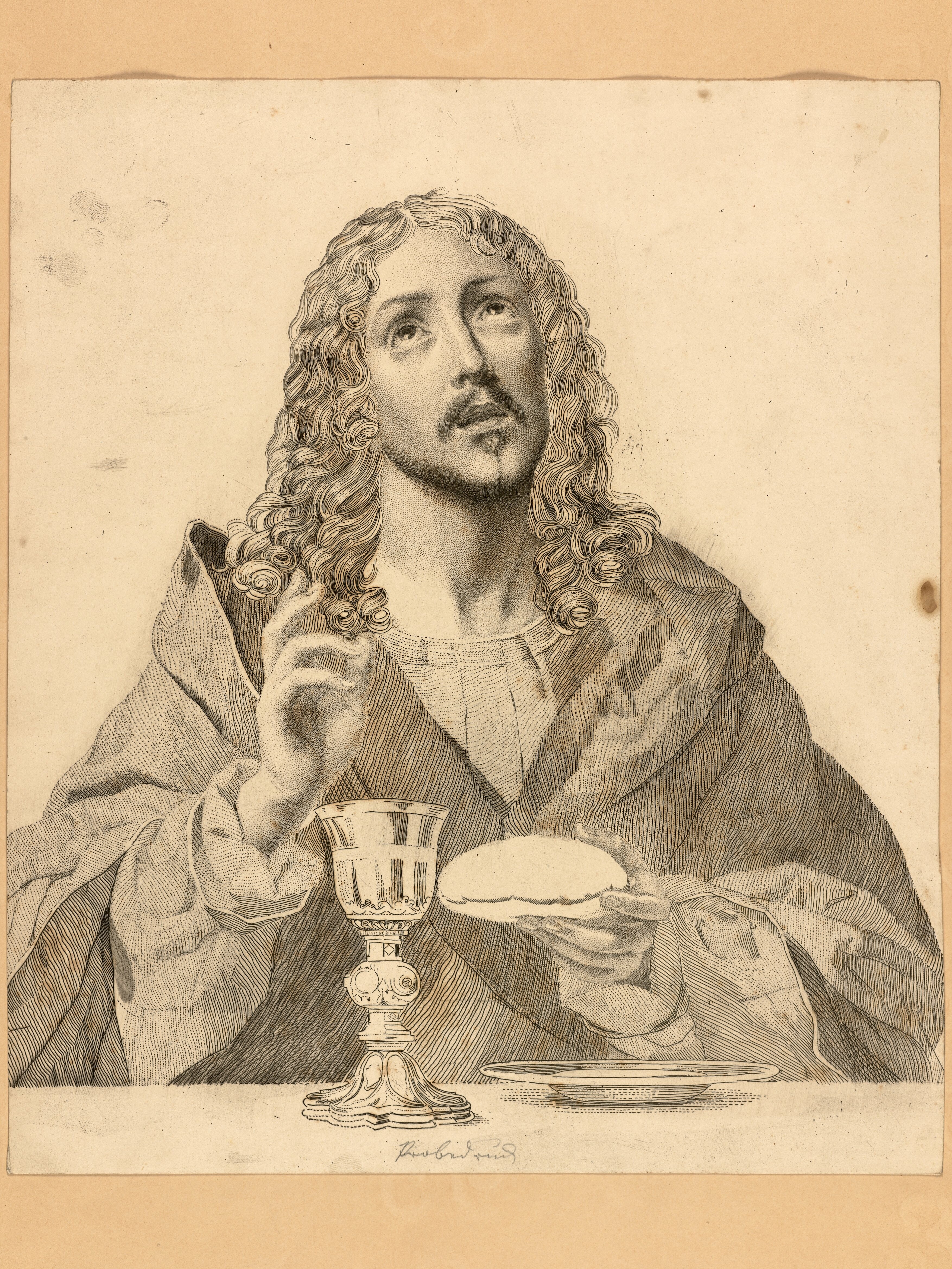 Hüssener, Auguste: Christus das Brot brechend (nach Carlo Dolci) (Stiftung Stadtmuseum Berlin Public Domain Mark)