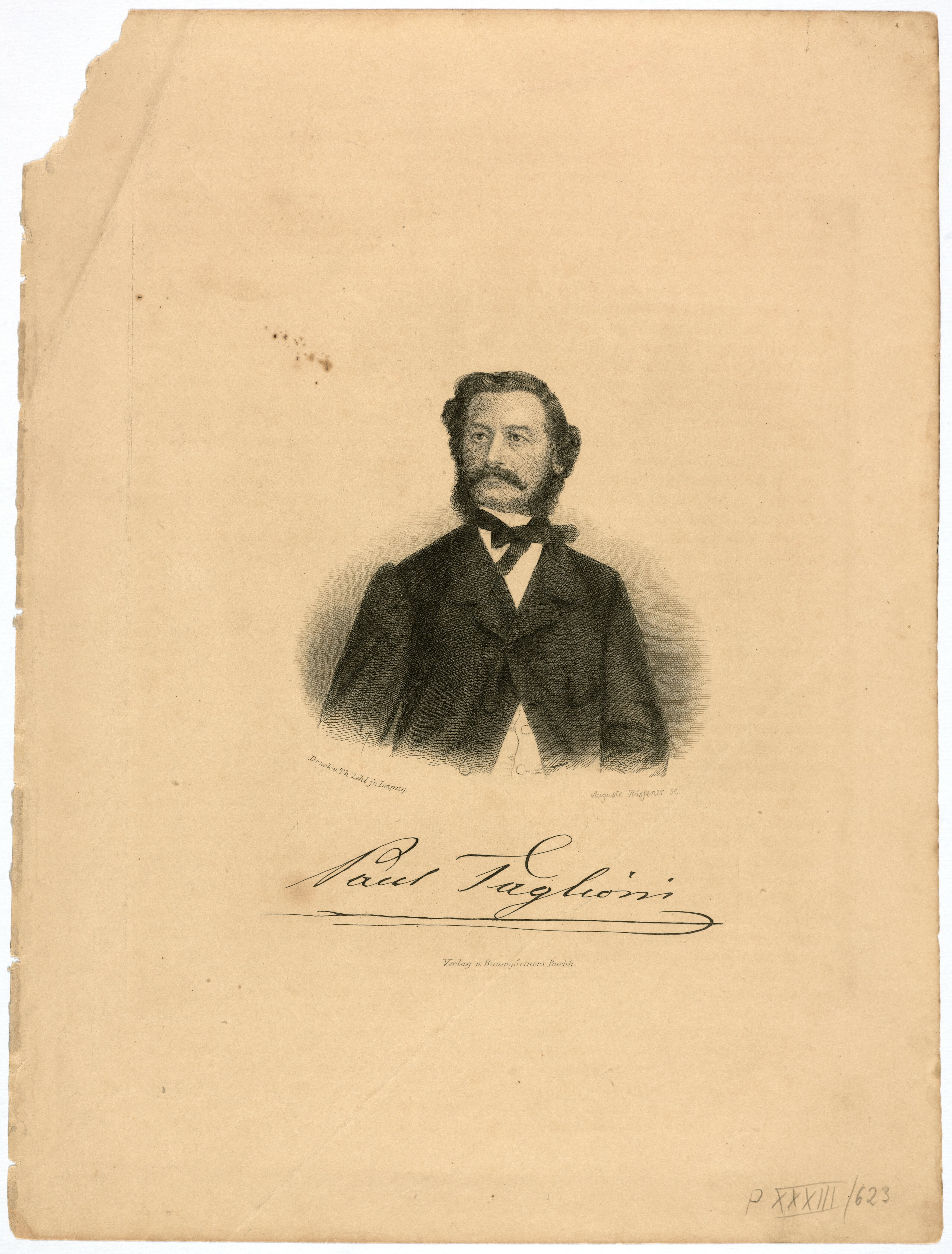 Hüssener, Auguste: Porträt Paul Taglioni (Stiftung Stadtmuseum Berlin Public Domain Mark)