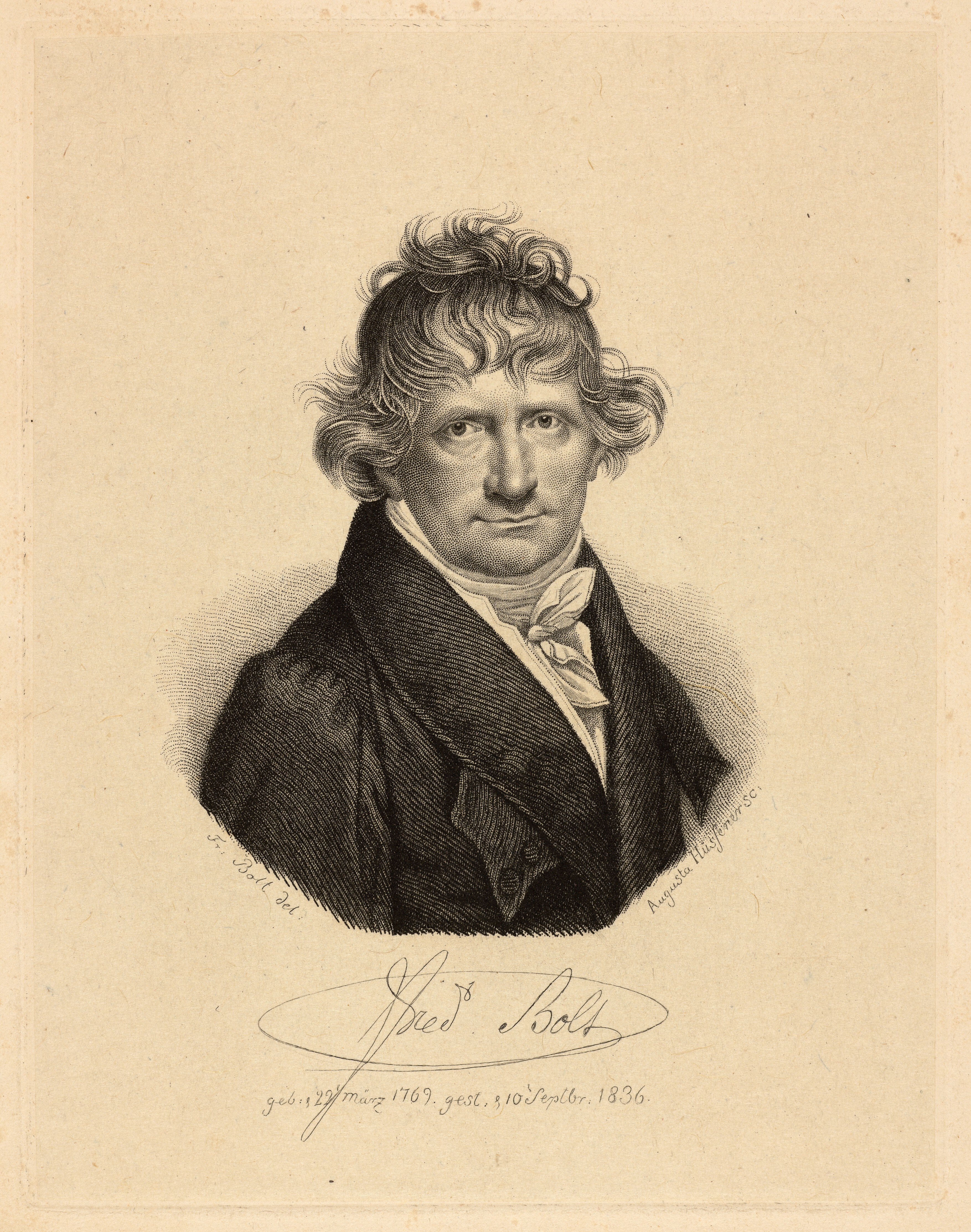 Hüssener, Auguste: Porträt Johann Friedrich Bolt (Stiftung Stadtmuseum Berlin Public Domain Mark)