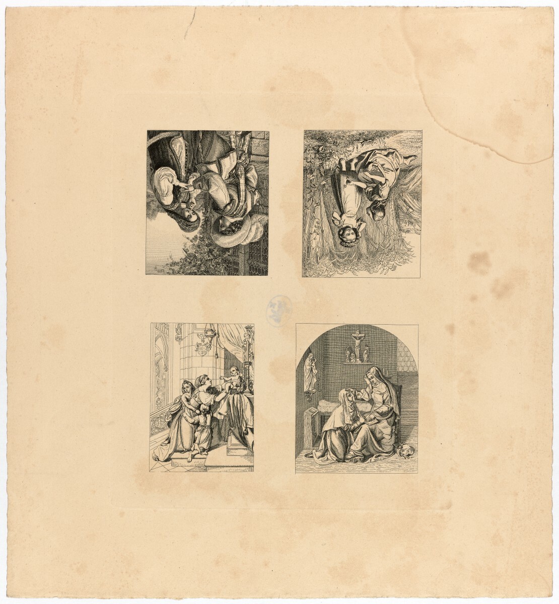 Hüssener, Auguste: Andruckbogen mit vier Gemäldereproduktionen (Stiftung Stadtmuseum Berlin Public Domain Mark)