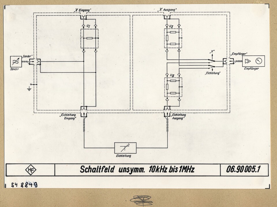 Dunkelschaltbild Schaltfeld unsymm. 10 KHz-1MHz / 06.90005.1 (d); Foto 1954 (www.industriesalon.de CC BY-SA)