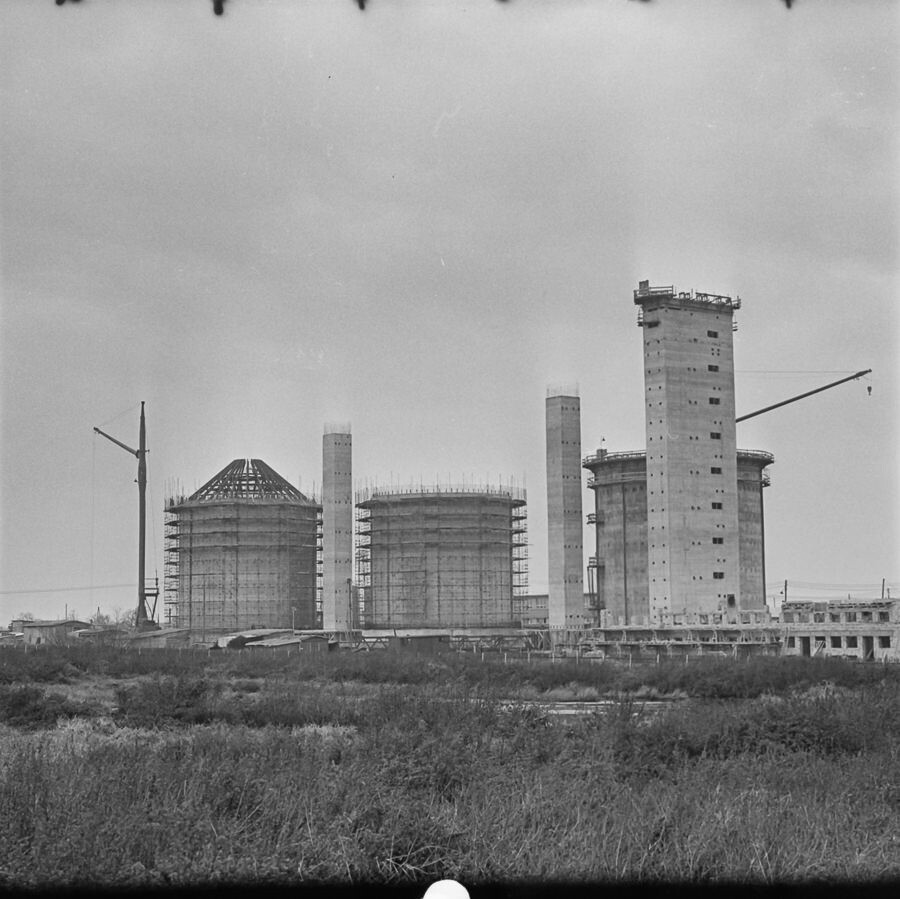 Klärwerk Falkenberg im Bau, 1965. SW-Foto © Kurt Schwarz. (Kurt Schwarz CC BY-NC-SA)