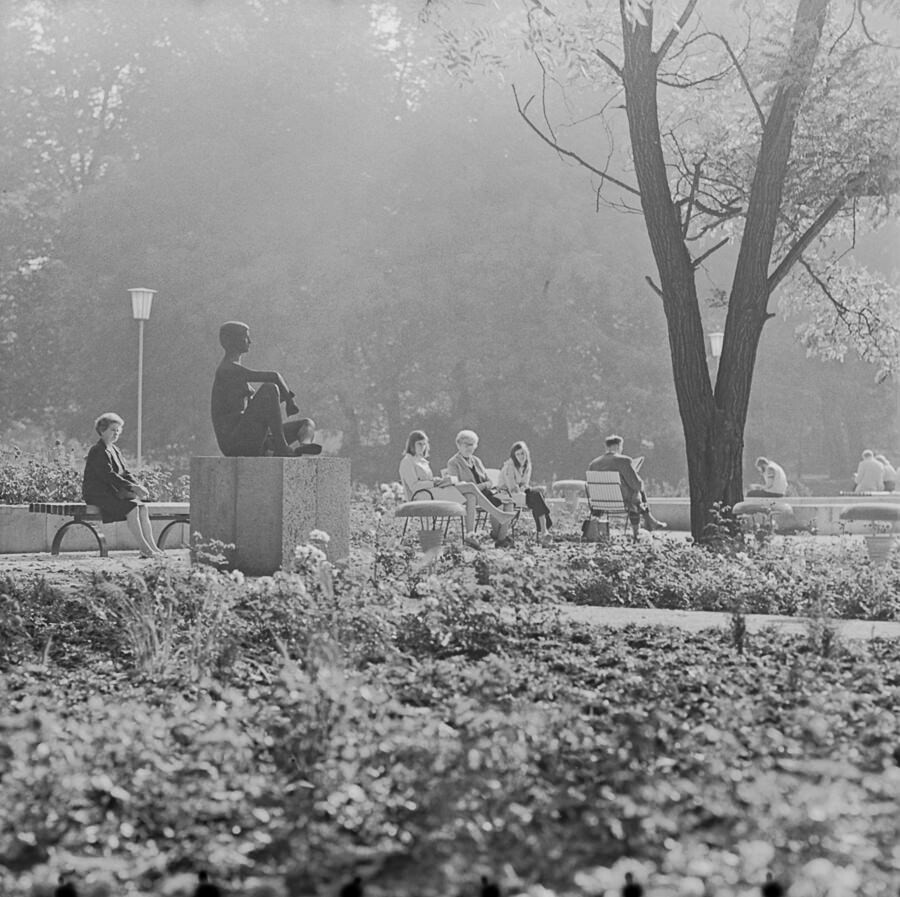 Besucher im Rosengarten, Treptower Park, 1969. SW-Foto © Kurt Schwarz. (Kurt Schwarz CC BY-NC-SA)