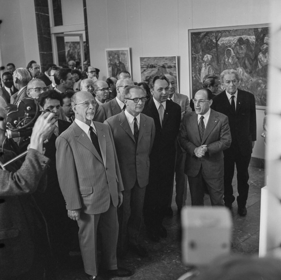 Ausstellungs-Eröffnung mit Ulbricht, Honecker und Stoph, 1971. SW-Foto © Kurt Schwarz. (Kurt Schwarz CC BY-NC-SA)
