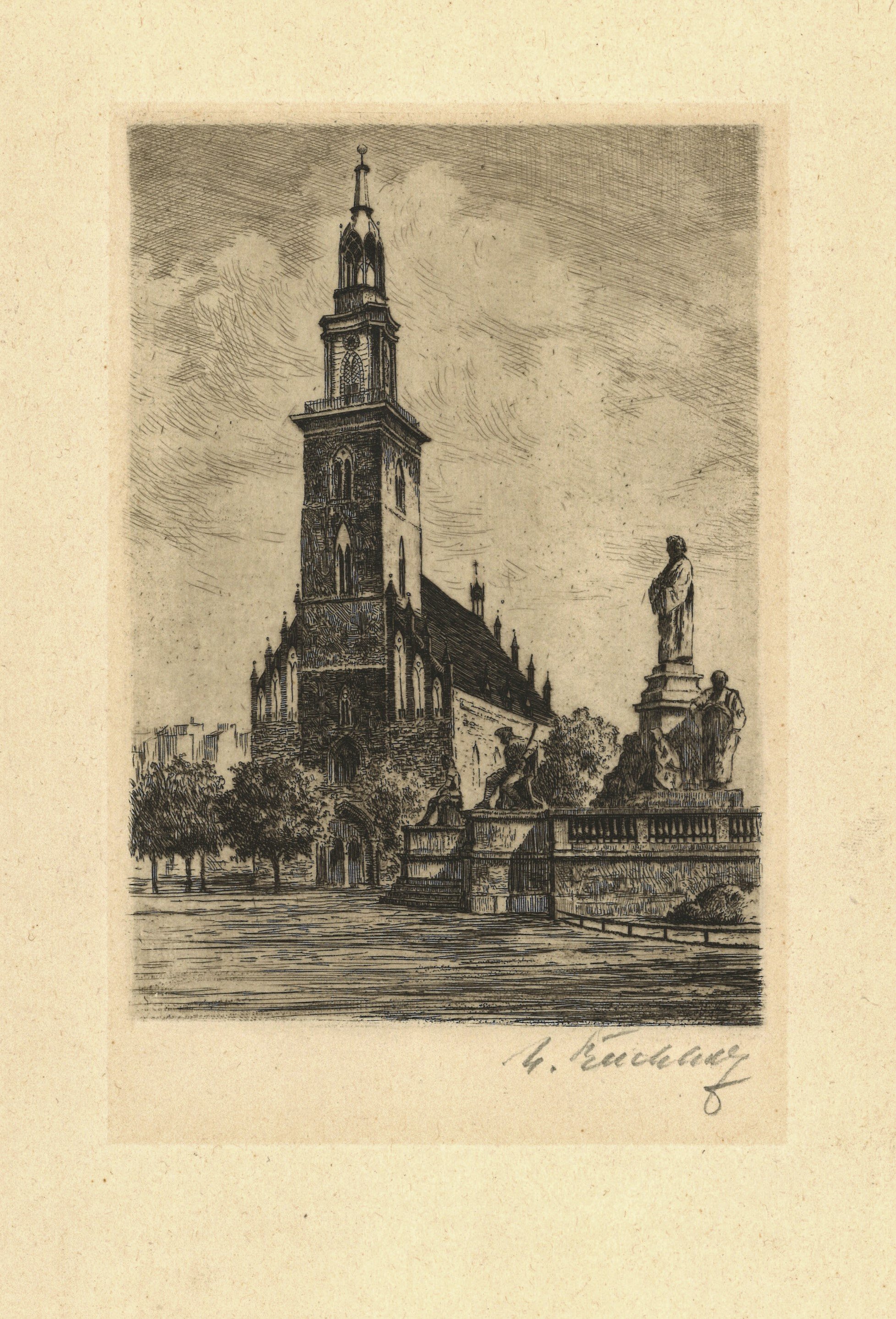 Berlin-Mitte: Marienkirche und Lutherdenkmal von Südwesten (Landesgeschichtliche Vereinigung für die Mark Brandenburg e.V., Archiv CC BY)