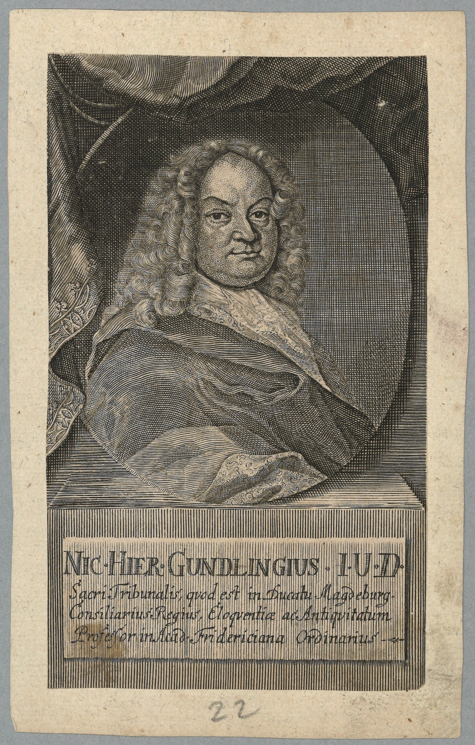 Gundling, Nicolaus Hieronymus (1671–1729), Jurist und Philosoph (Landesgeschichtliche Vereinigung für die Mark Brandenburg e.V., Archiv CC BY)