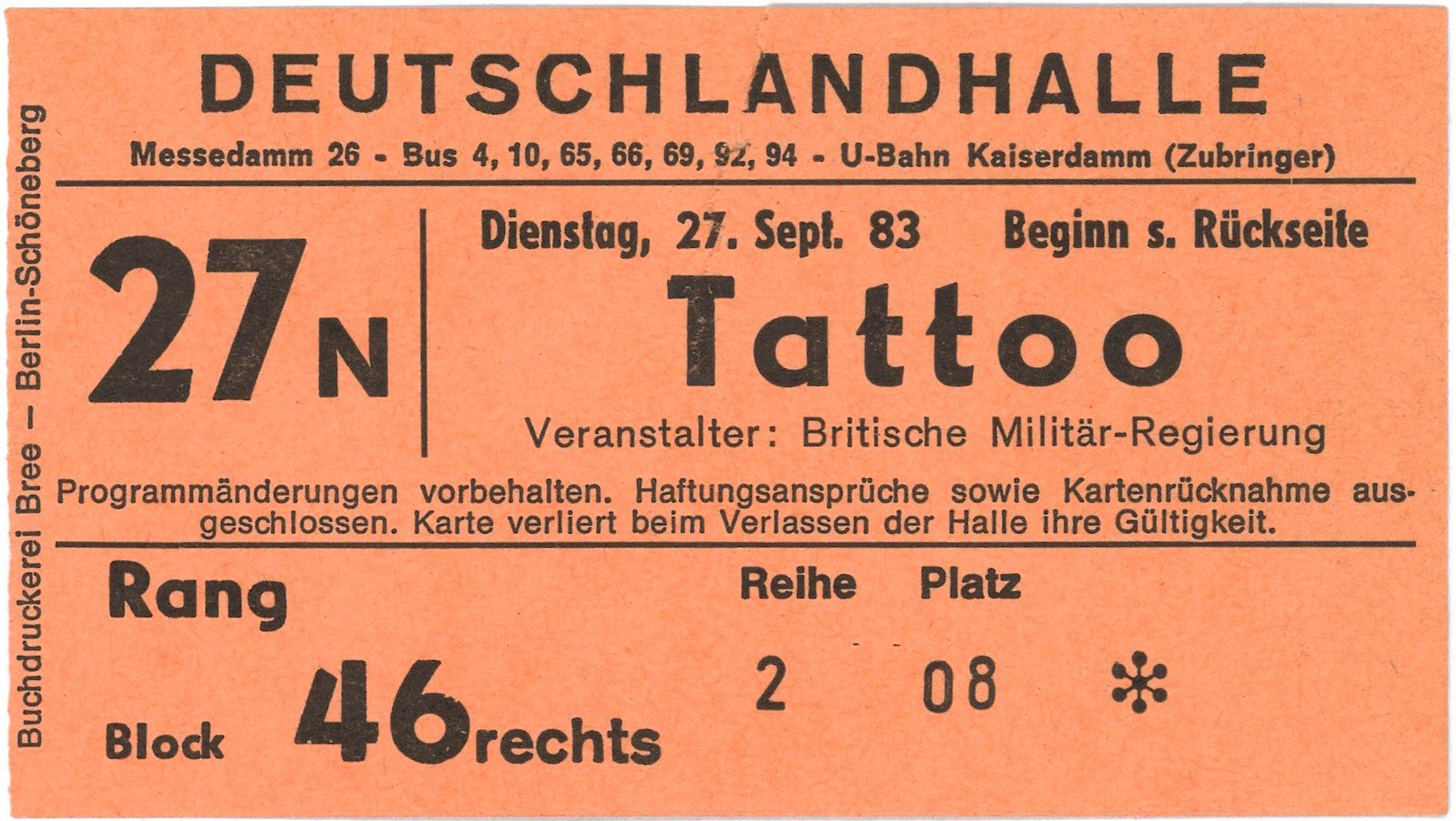 Berlin-Charlottenburg: "Tattoo" in der Deutschlandhalle 1983 (Landesgeschichtliche Vereinigung für die Mark Brandenburg e.V., Archiv CC BY)