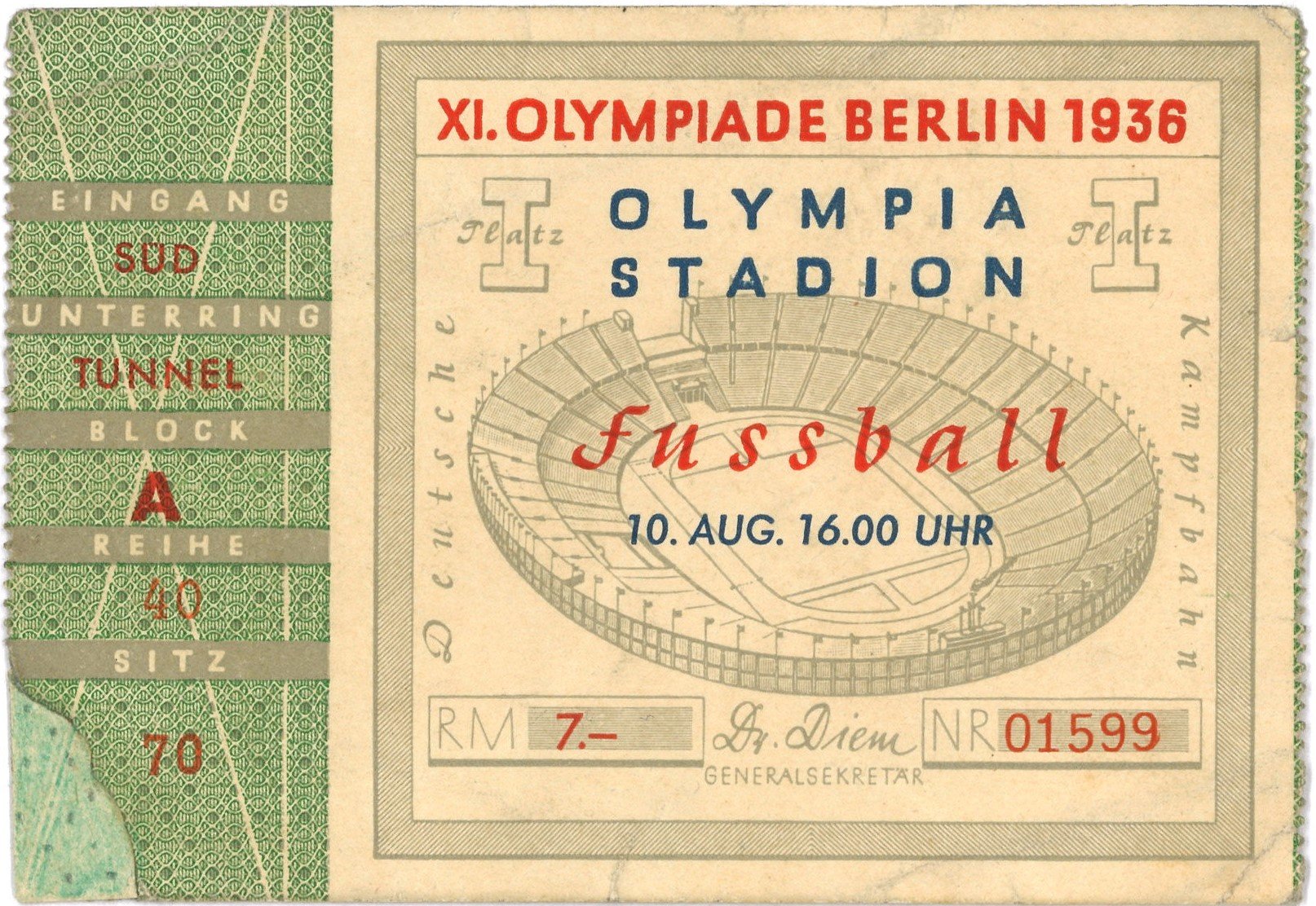 Berlin-Charlottenburg: Olympia-Stadion: Olympische Spiele, Fußballspiel 10. August 1936 (Landesgeschichtliche Vereinigung für die Mark Brandenburg e.V., Archiv CC BY)