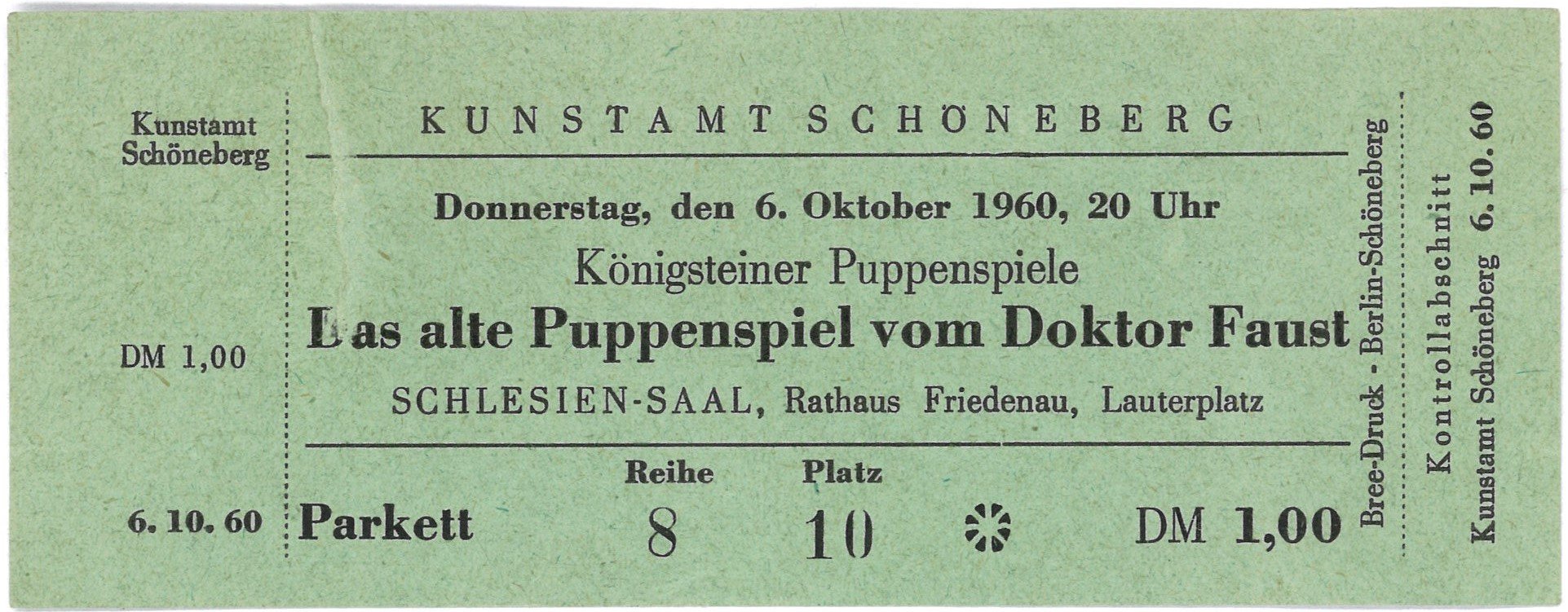 Berlin-Friedenau: Aufführung der Königsteiner Puppenspiele am 6. Oktober 1960 (Landesgeschichtliche Vereinigung für die Mark Brandenburg e.V., Archiv CC BY)