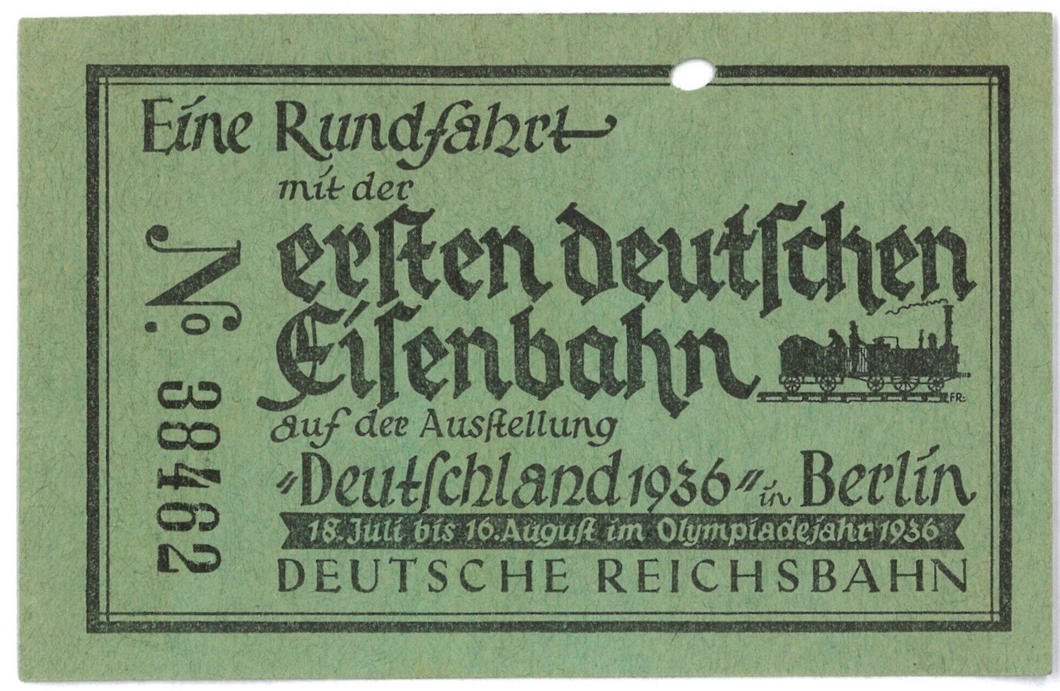 Berlin-Charlottenburg: Ausstellung Berlin 1936 "Deutschland", hier Rundfahrt mit der ersten deutschen Eisenbahn (Landesgeschichtliche Vereinigung für die Mark Brandenburg e.V., Archiv CC BY)