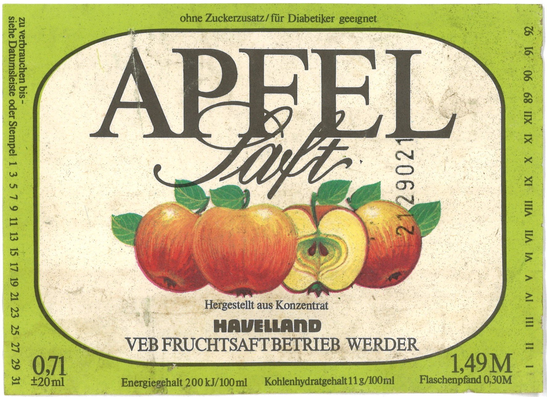 Werder (Havel), VEB Fruchtsaftbetrieb Werder: Apfelsaft (Landesgeschichtliche Vereinigung für die Mark Brandenburg e.V., Archiv CC BY)