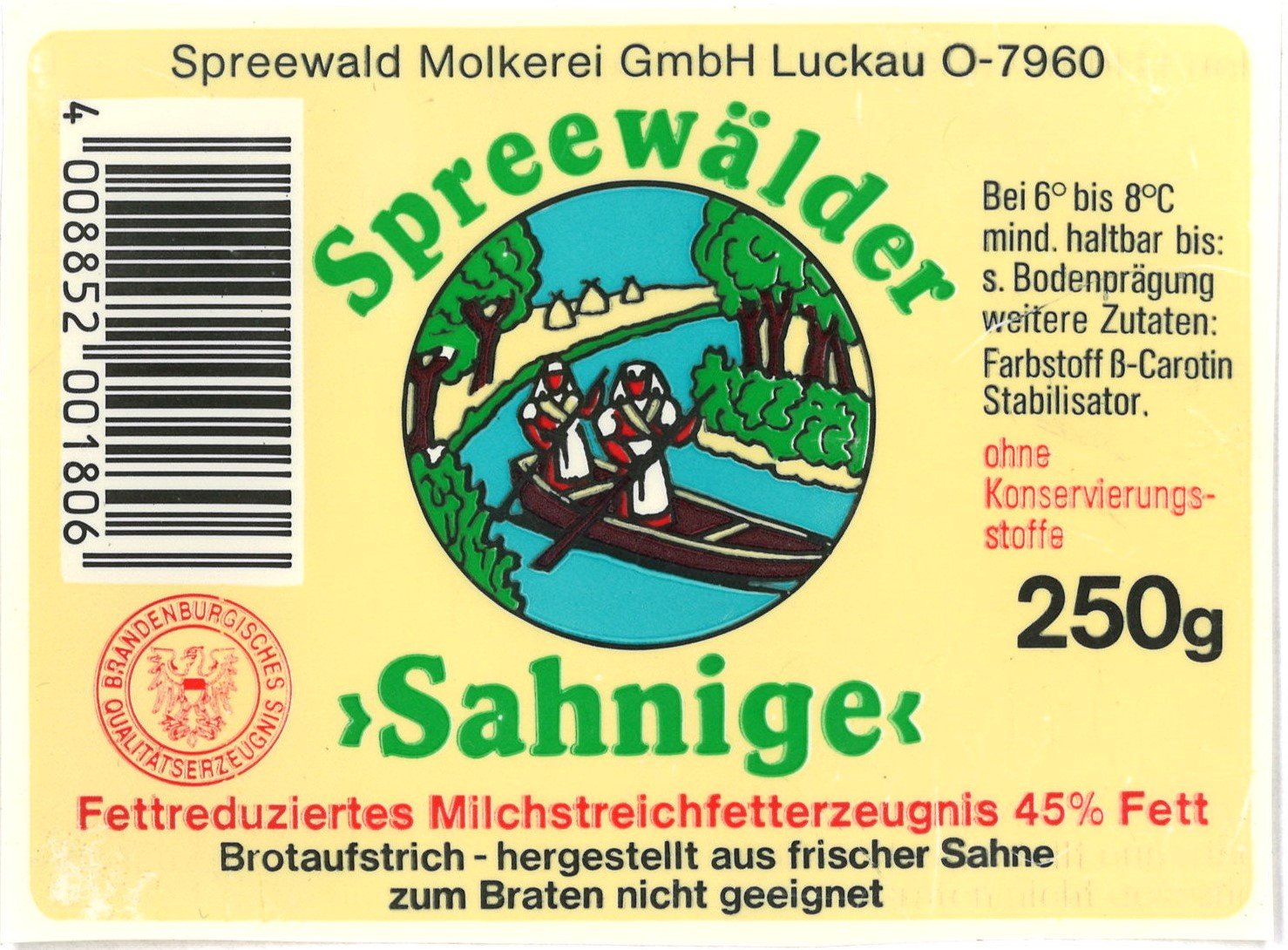 Luckau, Spreewald-Molkerei: Brotaufstrich "Spreewälder 'Sahnige'" (Landesgeschichtliche Vereinigung für die Mark Brandenburg e.V., Archiv CC BY)