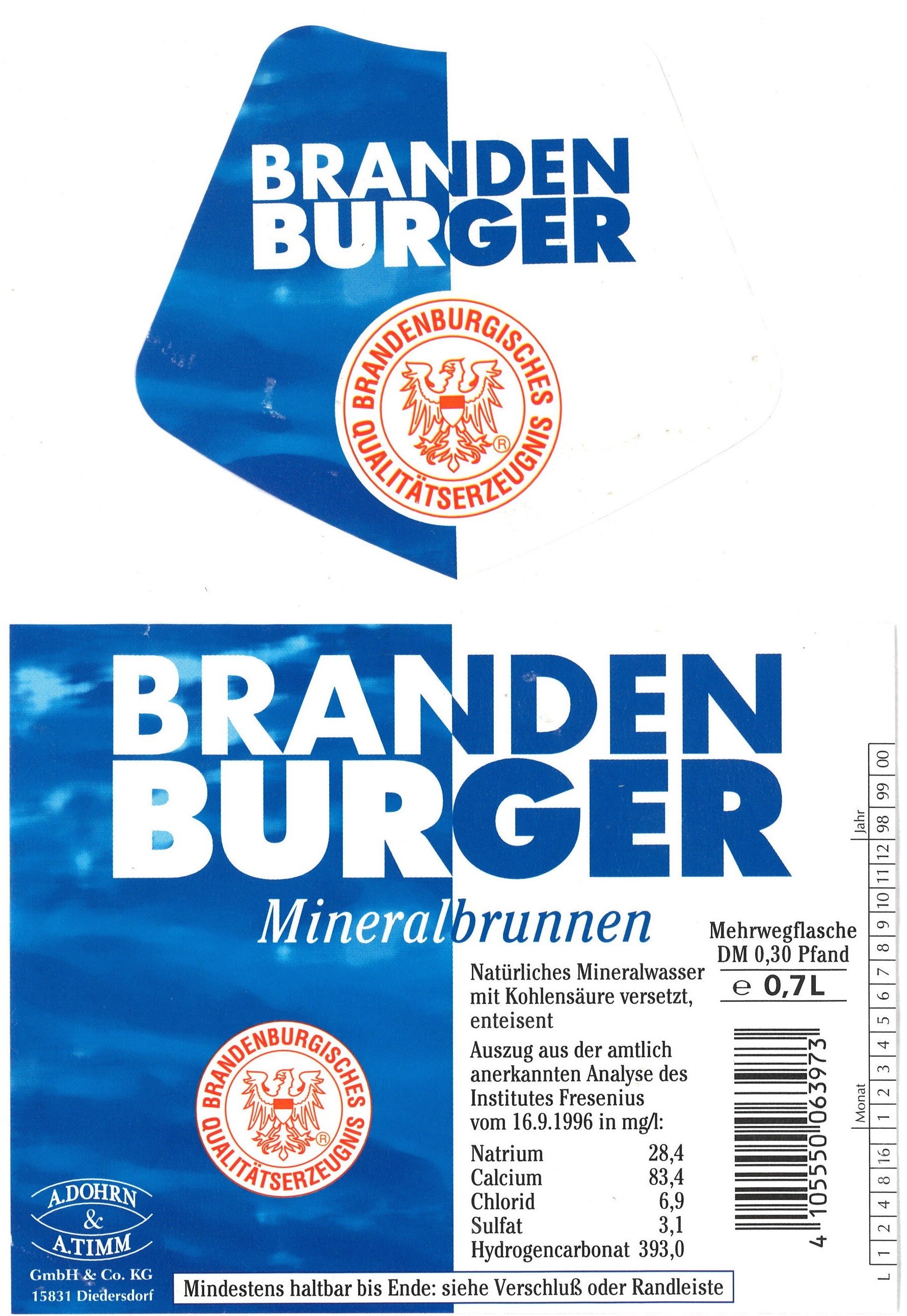 Diedersdorf, A. Dohrn & A. Timm: Mineralwasser "Brandenburger Mineralbrunnen" (Landesgeschichtliche Vereinigung für die Mark Brandenburg e.V., Archiv CC BY)