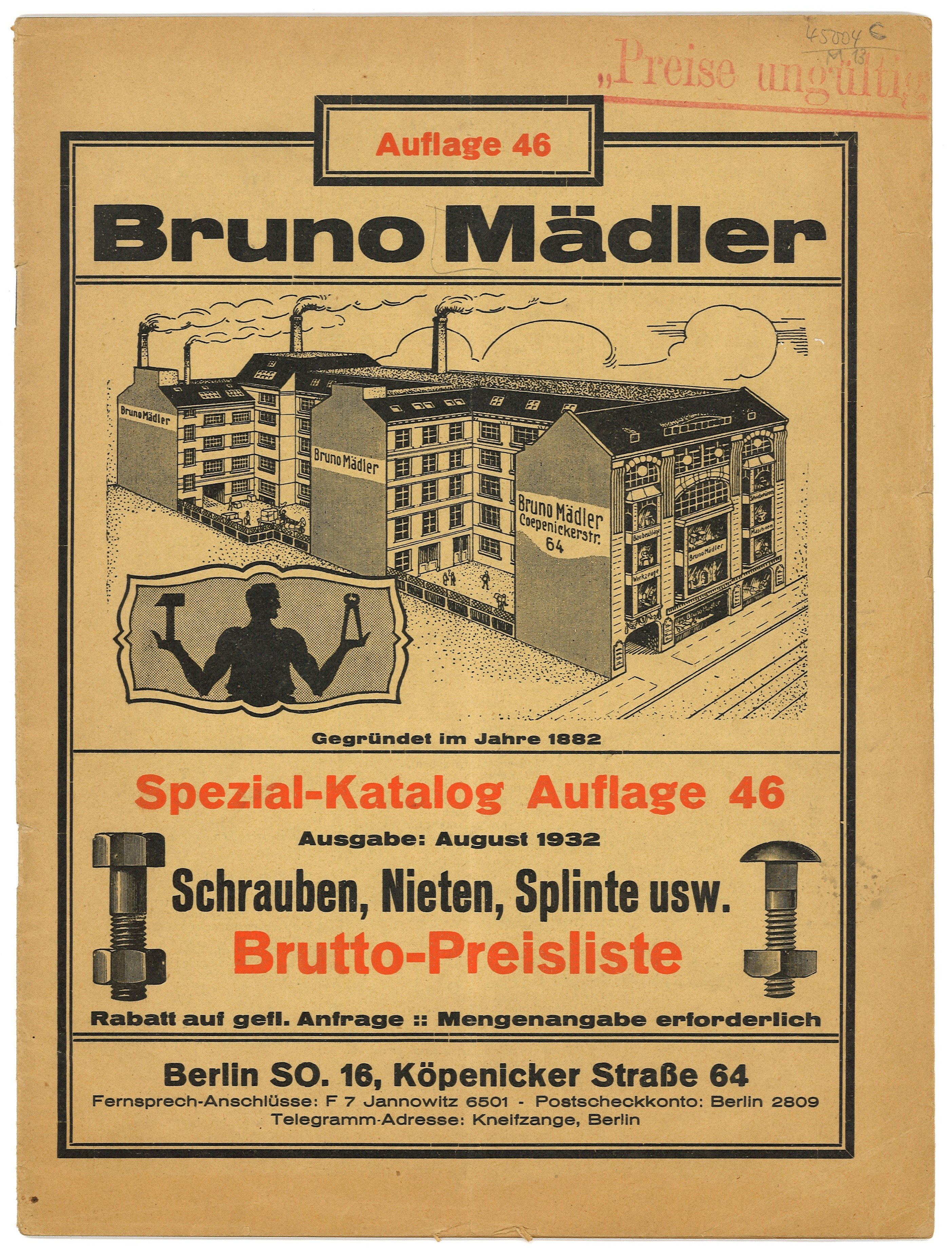 Werkzeugfabrik Bruno Mädler, Berlin: Spezial-Katalog Auflage 46 (1932) (Landesgeschichtliche Vereinigung für die Mark Brandenburg e.V., Archiv CC BY)