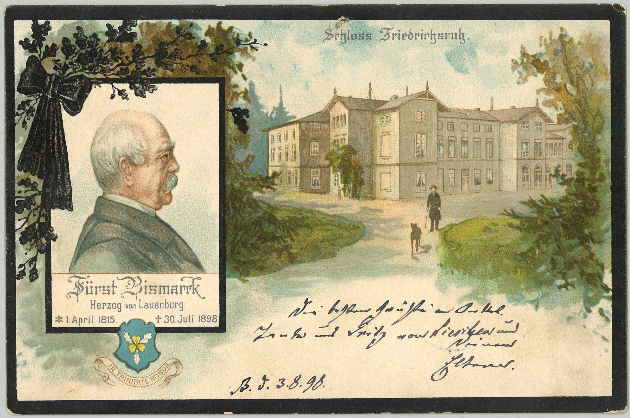 Trauerkarte zum Tod Otto von Bismarcks (Landesgeschichtliche Vereinigung für die Mark Brandenburg e.V., Archiv CC BY)