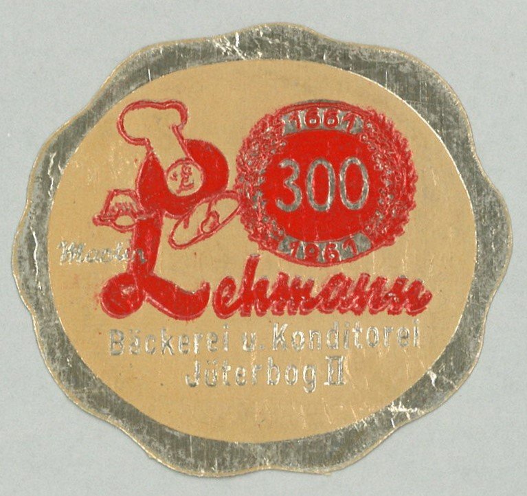 Jüterbog: Bäckerei Lehmann, 300-jähriges Bestehen 1961 (Landesgeschichtliche Vereinigung für die Mark Brandenburg e.V., Archiv CC BY)