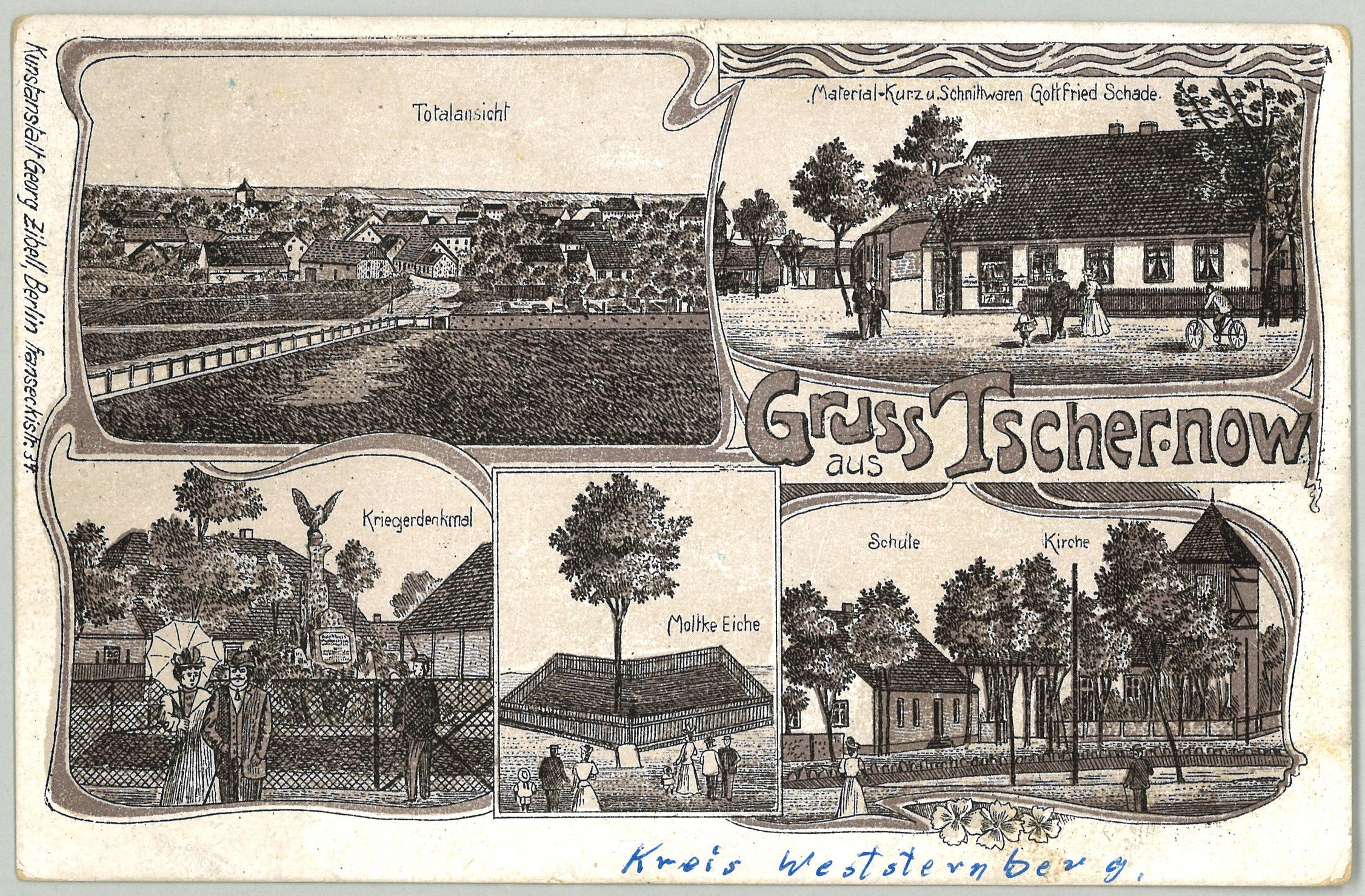 Tschernow: Fünf Ansichten (Landesgeschichtliche Vereinigung für die Mark Brandenburg e.V., Archiv CC BY)