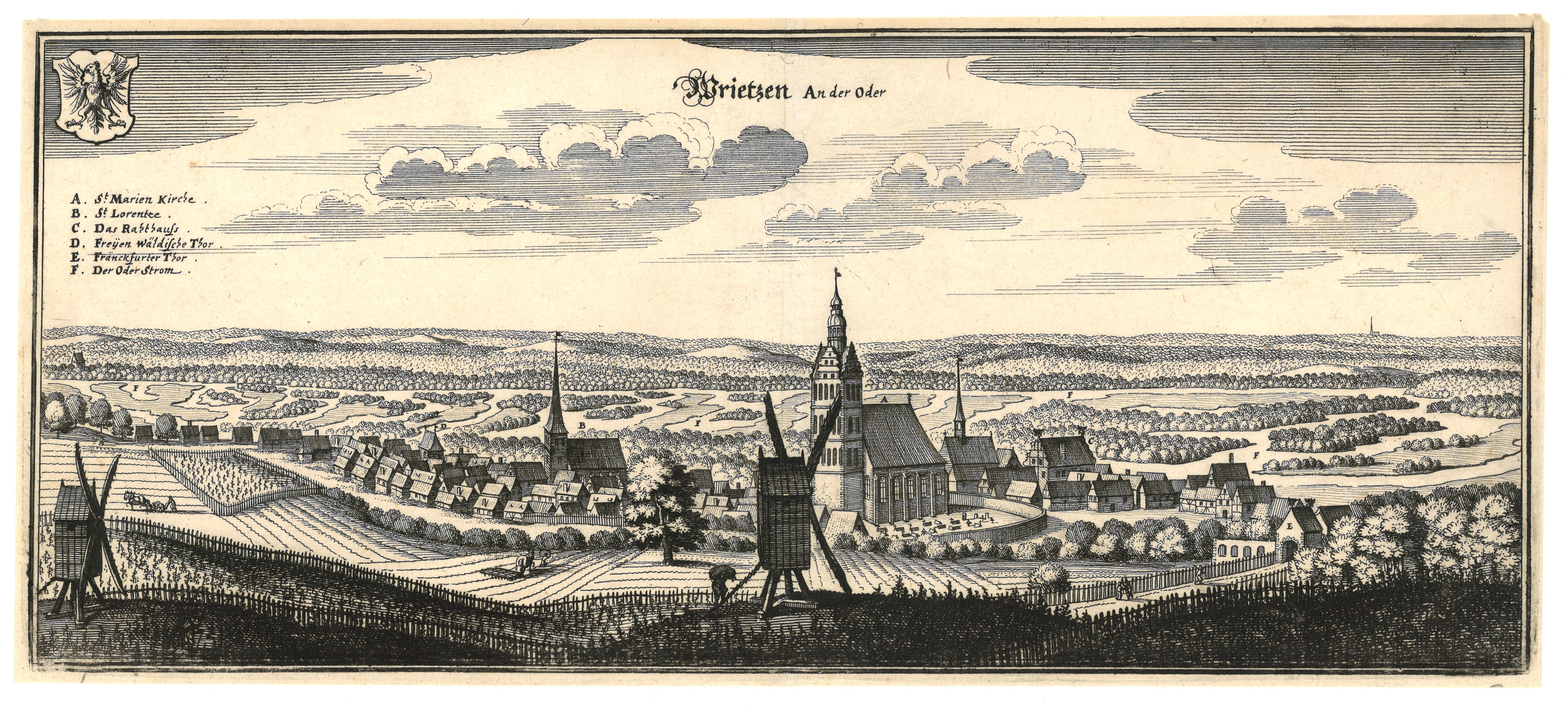 Wriezen (Oder): Ansicht der Stadt von Südwesten (Landesgeschichtliche Vereinigung für die Mark Brandenburg e.V., Archiv CC BY)