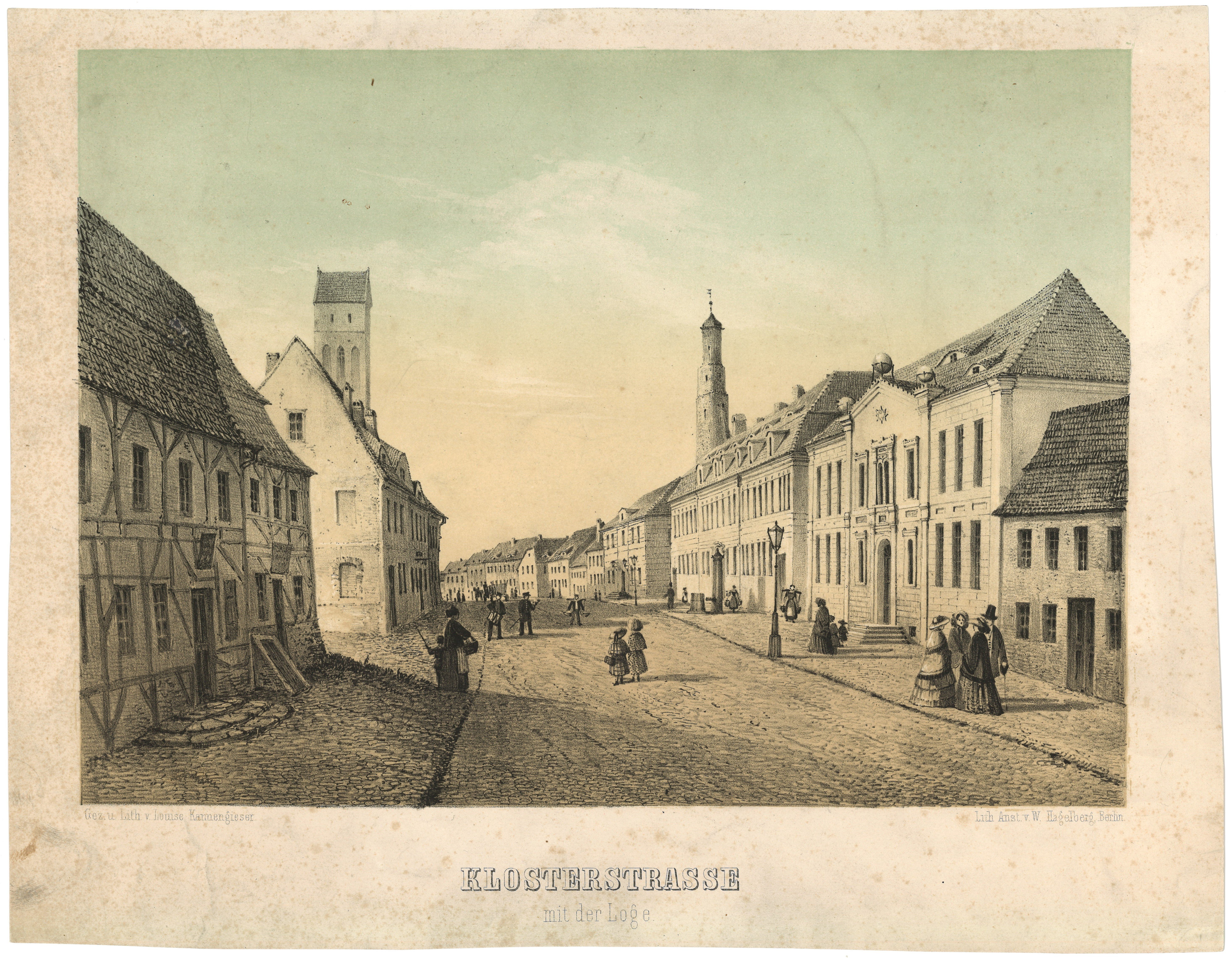Prenzlau: Klosterstraße mit der Loge (Landesgeschichtliche Vereinigung für die Mark Brandenburg e.V., Archiv CC BY)