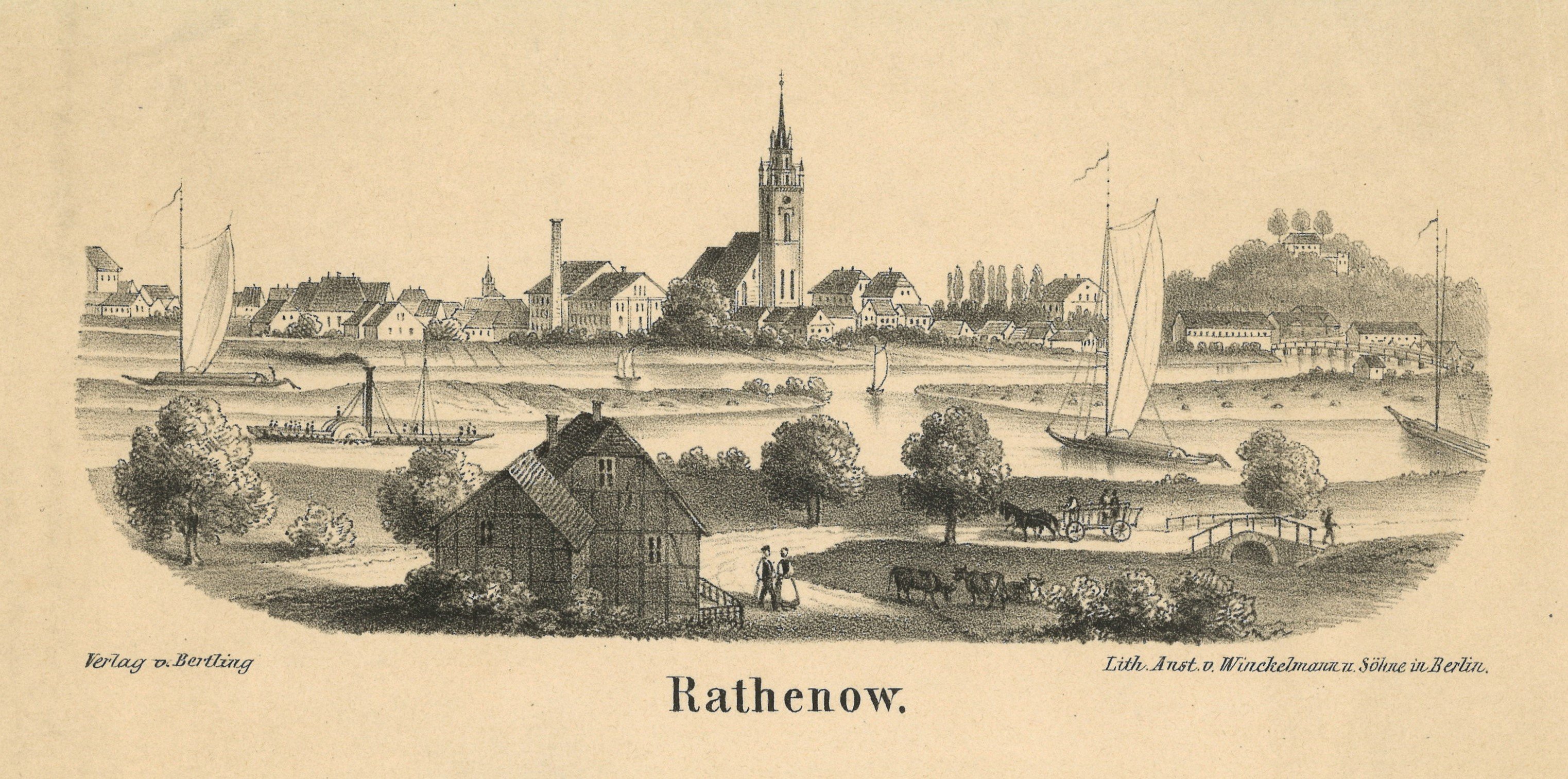 Rathenow: Stadtansicht von Nordwesten (Landesgeschichtliche Vereinigung für die Mark Brandenburg e.V., Archiv CC BY)
