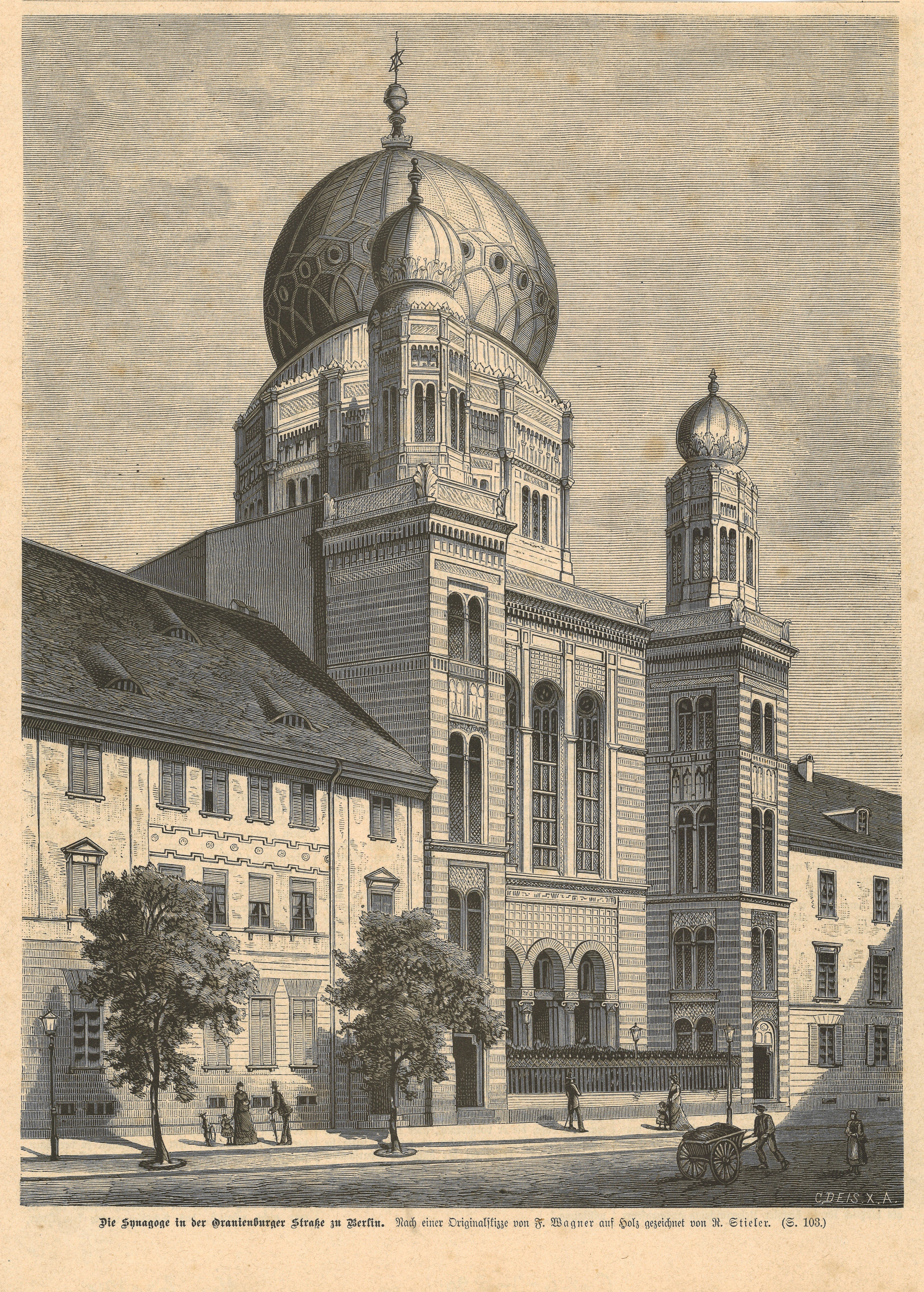 Berlin-Mitte: Neue Synagoge in der Oranienburger Straße 30 von Südwesten (Landesgeschichtliche Vereinigung für die Mark Brandenburg e.V., Archiv CC BY)