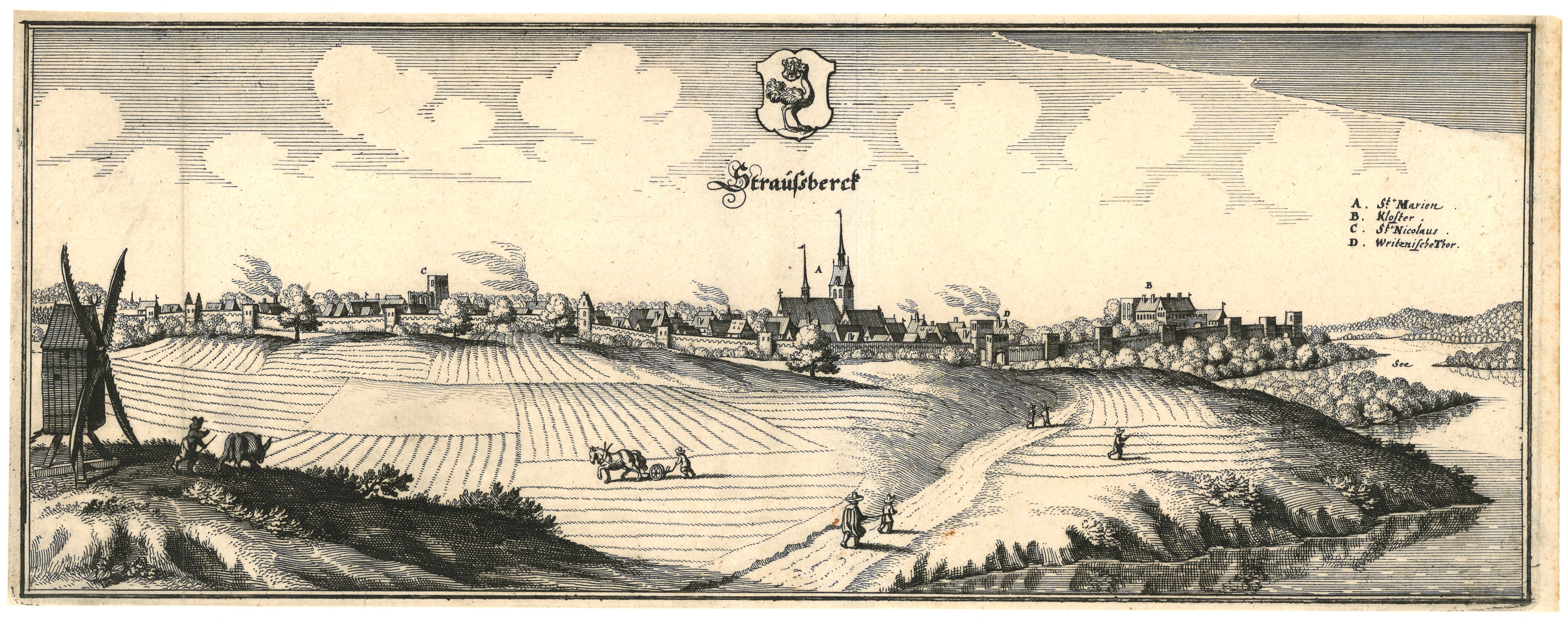 Strausberg: Stadtansicht von Nordosten (Landesgeschichtliche Vereinigung für die Mark Brandenburg e.V., Archiv CC BY)