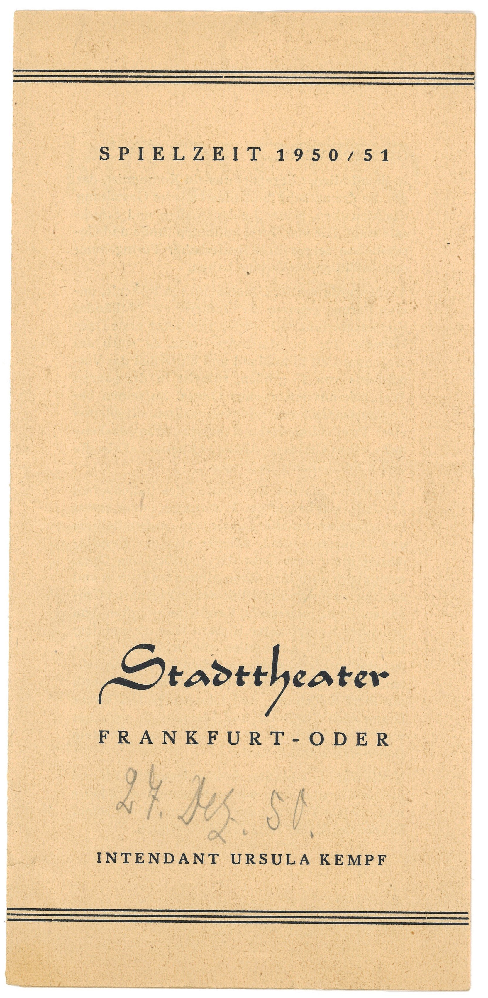 Programm des Stadttheaters Frankfurt (Oder)für "Rigoletto" um 1950/51 (Landesgeschichtliche Vereinigung für die Mark Brandenburg e.V., Archiv CC BY)