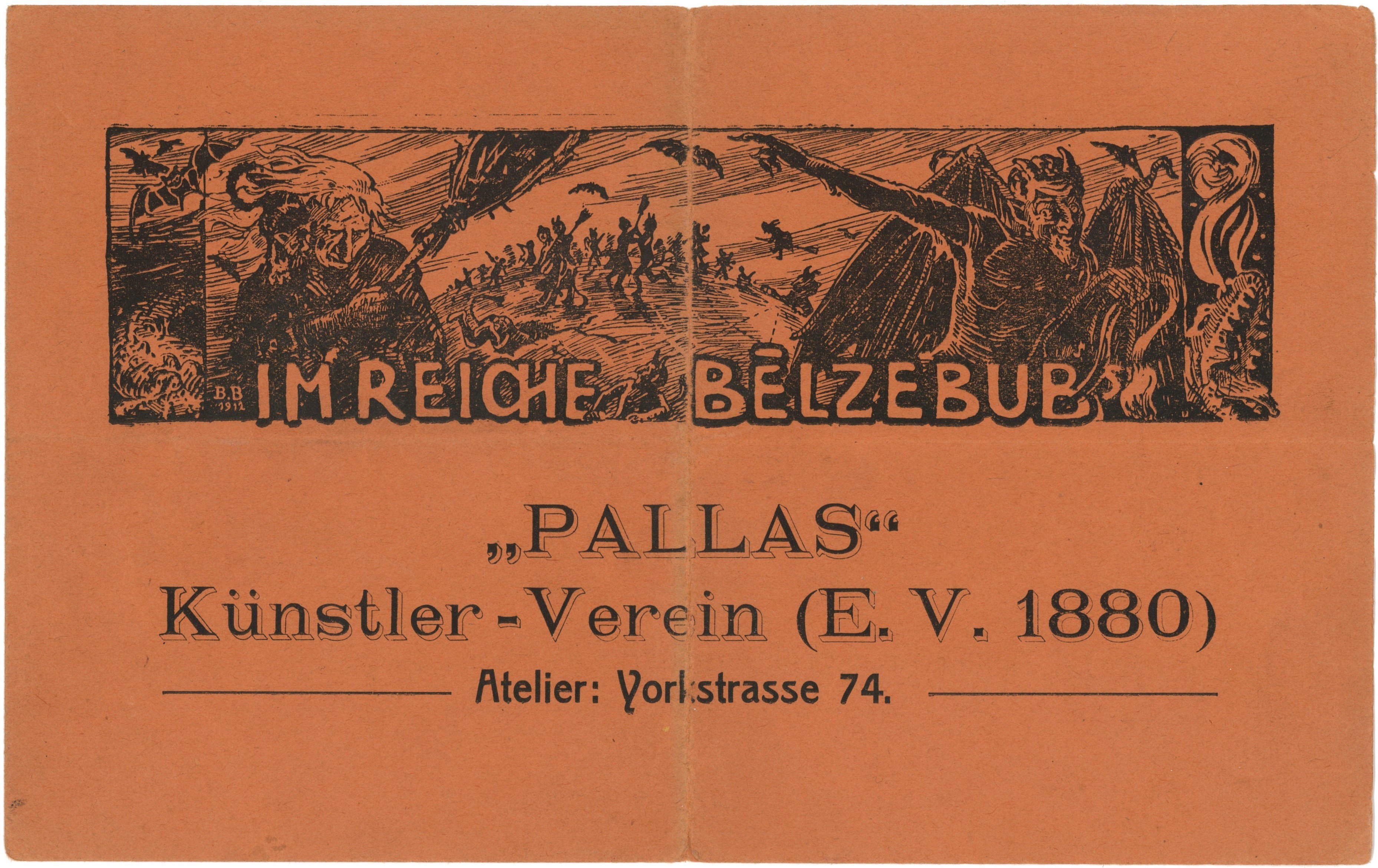 Einladung des Künstler-Vereins "Pallas" in Berlin zu einem Fest 1912 (Landesgeschichtliche Vereinigung für die Mark Brandenburg e.V., Archiv CC BY)